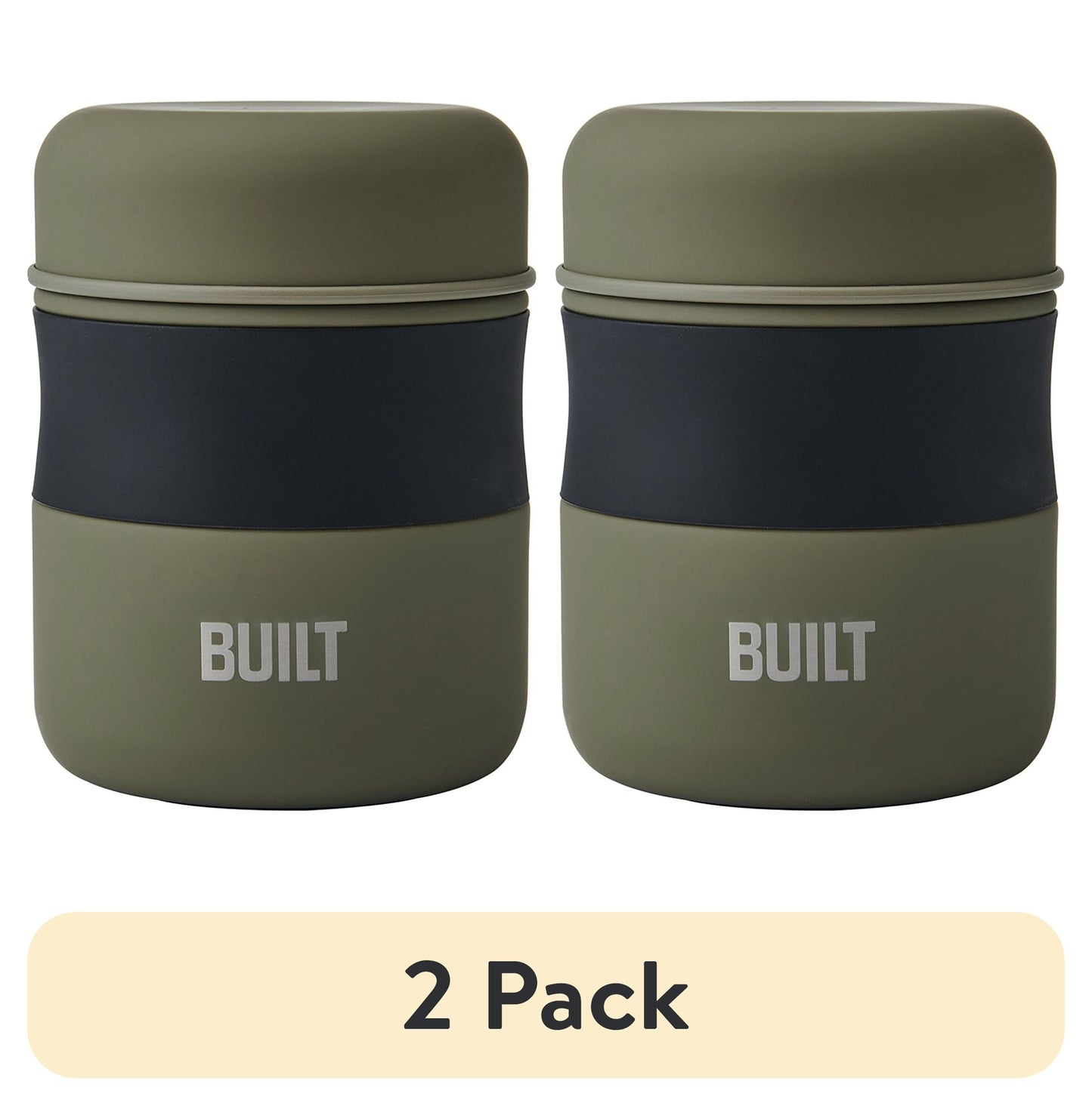 (2 pack) BUILT Frasco de Comida de 10 oz con Doble Pared y Aislamiento Al VacÃo, Verde Salvia