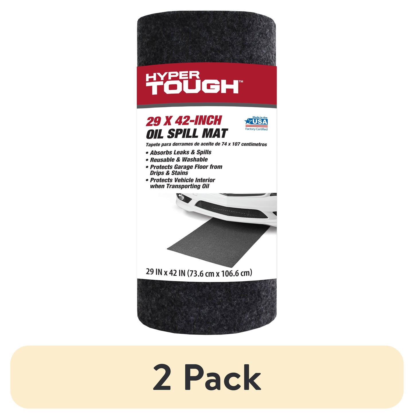 Hyper Tough; 29" x 42" Oil Spill Mat - Prevents Stains and Spills - Reusable Light Weight Material