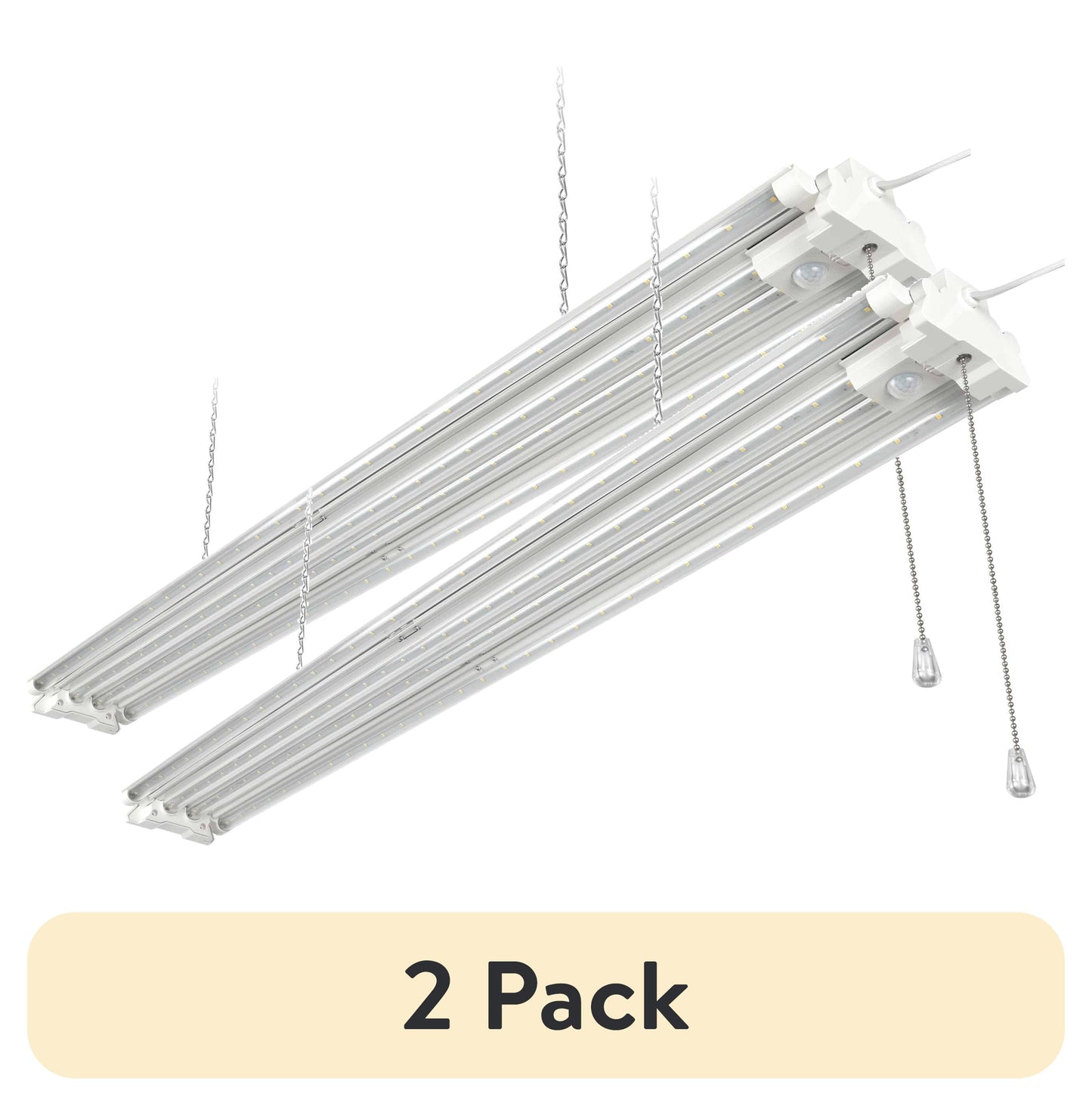 (2 pack) Hyper Tough 7000 Lumen 4 ft LED Garage Shop Light, 4-Tube Linkable Fixture with Motion Sensor and Adjustable Panels