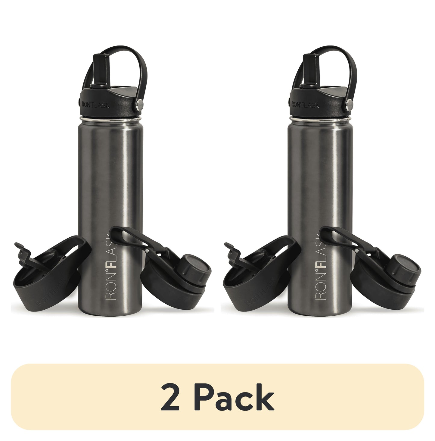 Iron Flask Stainless Steel Water Bottle 22 oz Olive Green with 3 Lids