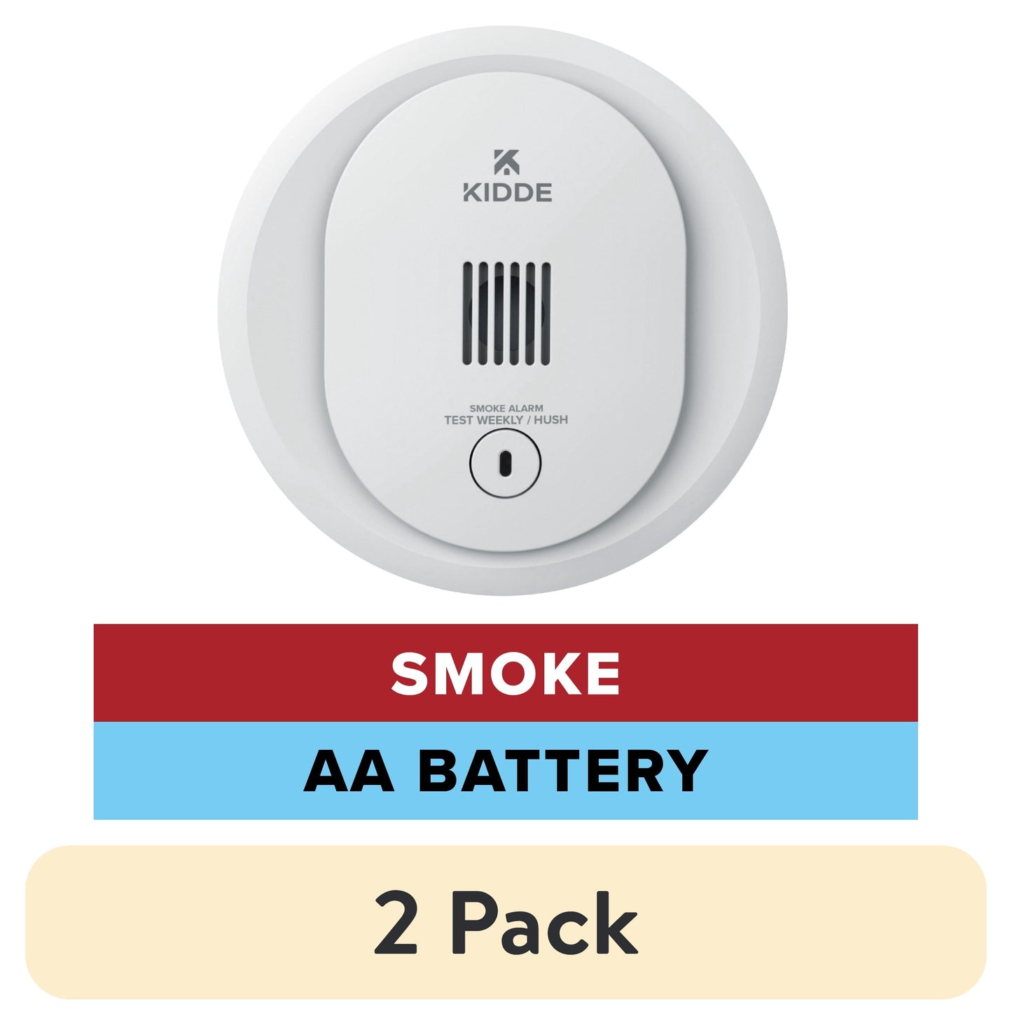 (2 pack) Kidde Battery-Operated Photoelectric Smoke Detector Alarm, 4-Inch, Batteries Included