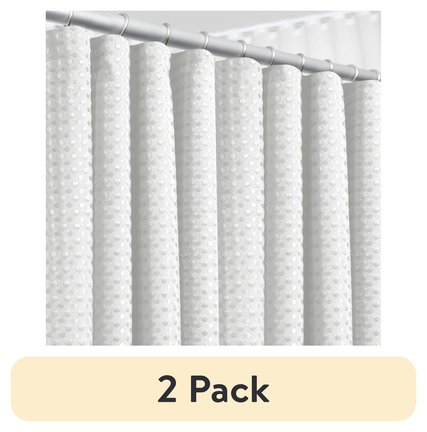 (2 pack) LammaLoe White Shower Curtains, Waffle Weave Heavy Duty Fabric Shower Curtain, 72†x 72" Hotel Luxury 256 GSM Bathroom Curtains