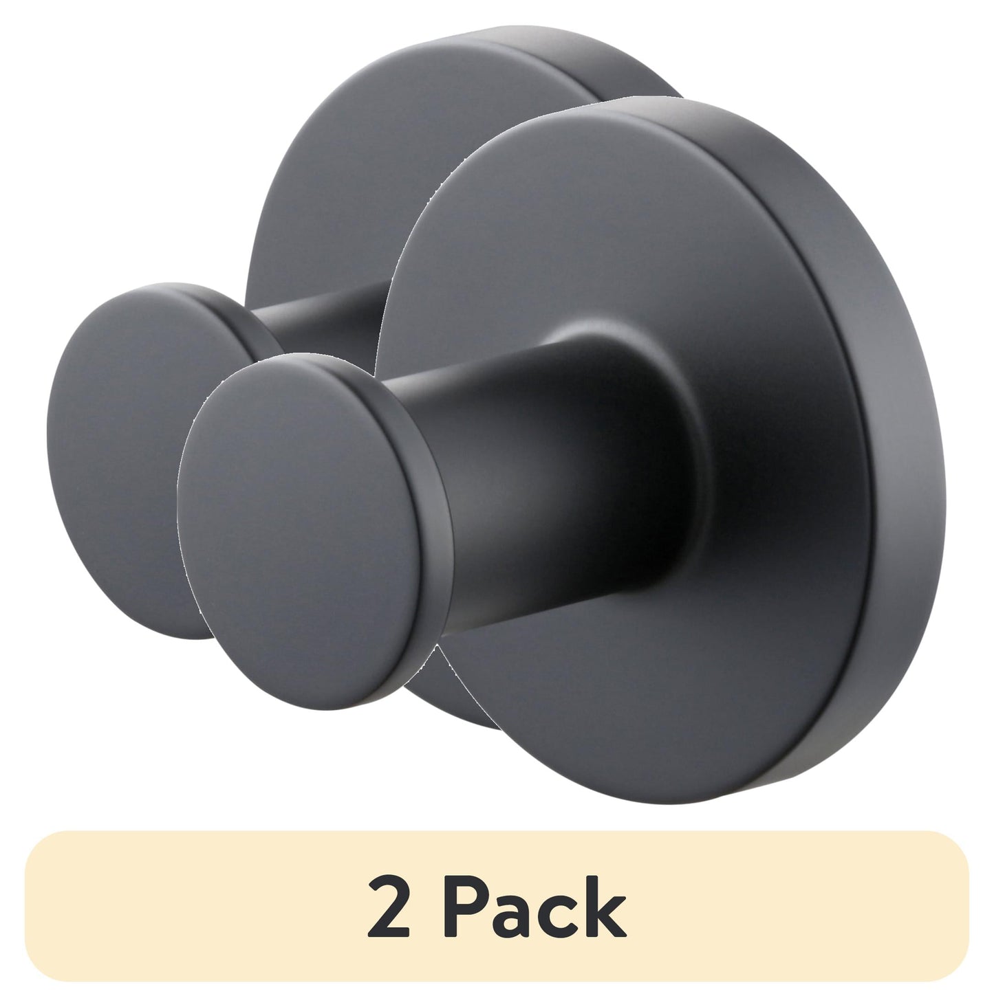 (2 pack) Mainstays Modern Round Robe Hook in Matte Black, 2 Pack