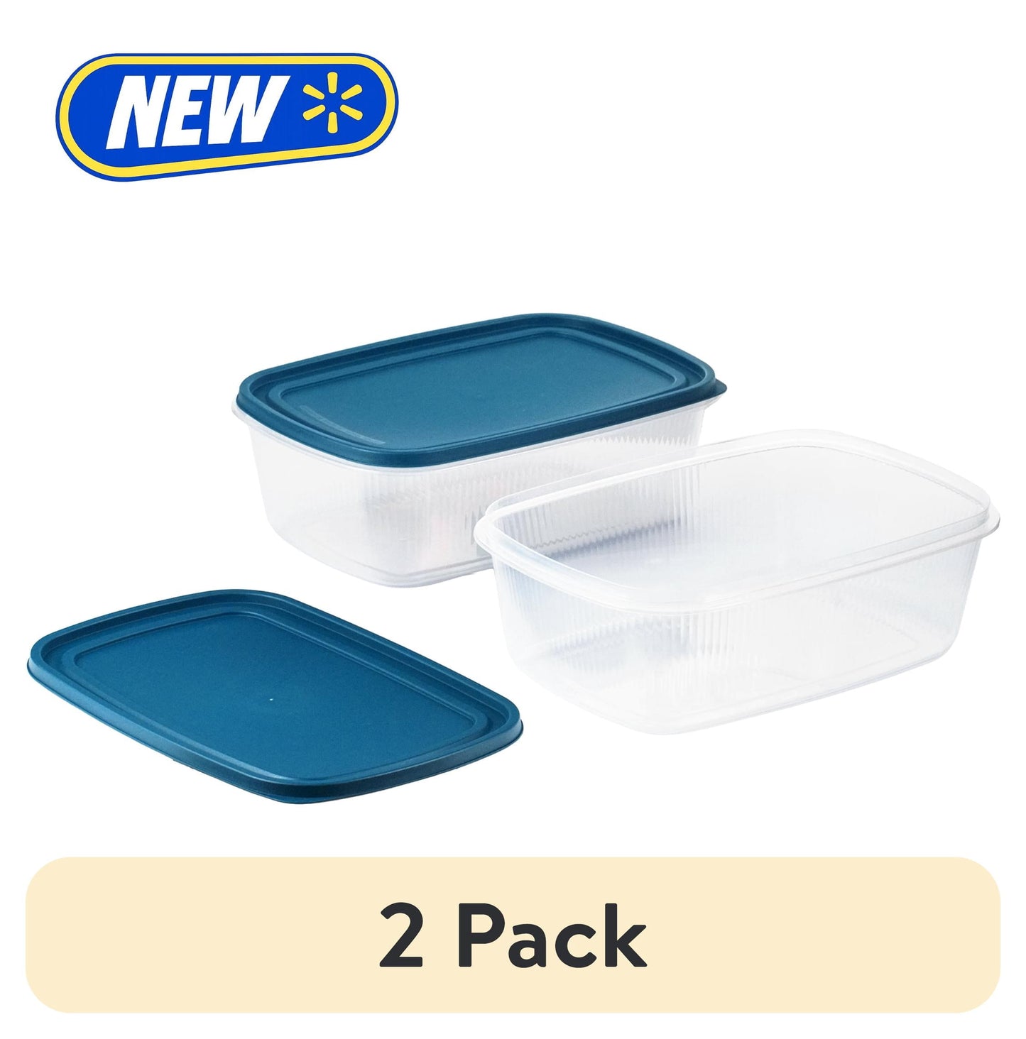 (2 pack) Mainstays Reusable Food Storage Containers, Large Rectangle, Plastic, 2 Pack – 2 Containers with Lids, 2.5 Gallons,Ideal for Meal Planning
