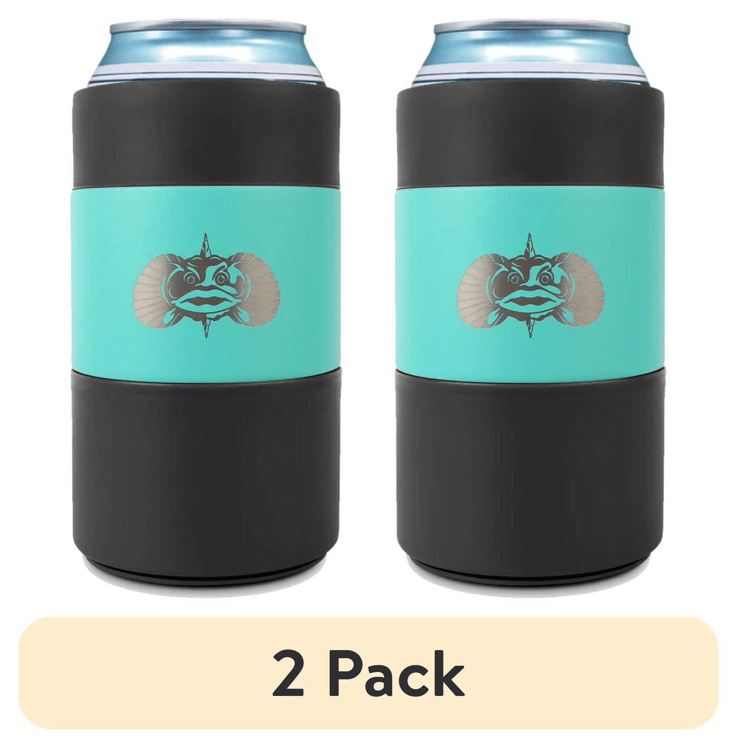 (2 pack) Toadfish Non-Tipping Can Cooler Sleeve 12 oz – SmartGrip Suction Base, Insulated, Universal Fit, Teal