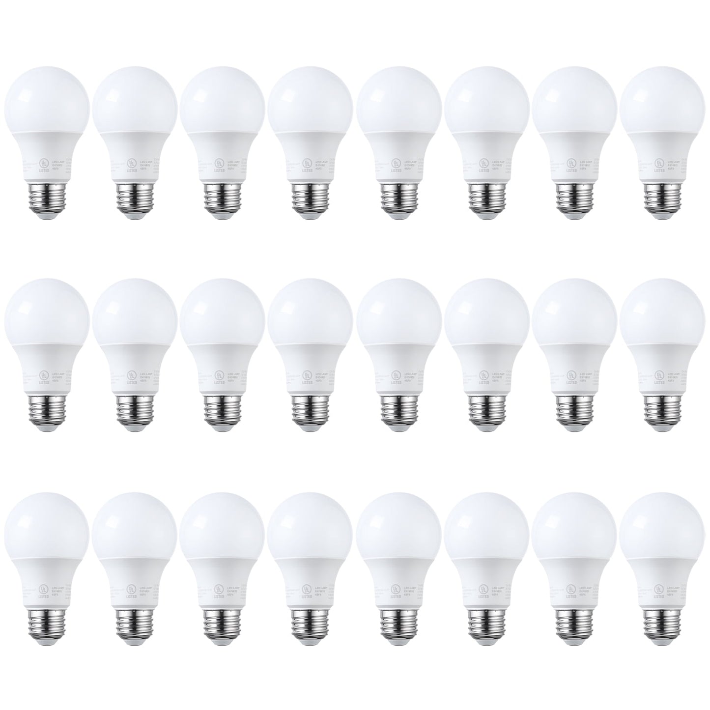24 Pack A19 LED Light Bulbs 60W Equivalent, UL Listed, Dimmable, 5000K Daylight, E26 Standard Base, Flicker Free