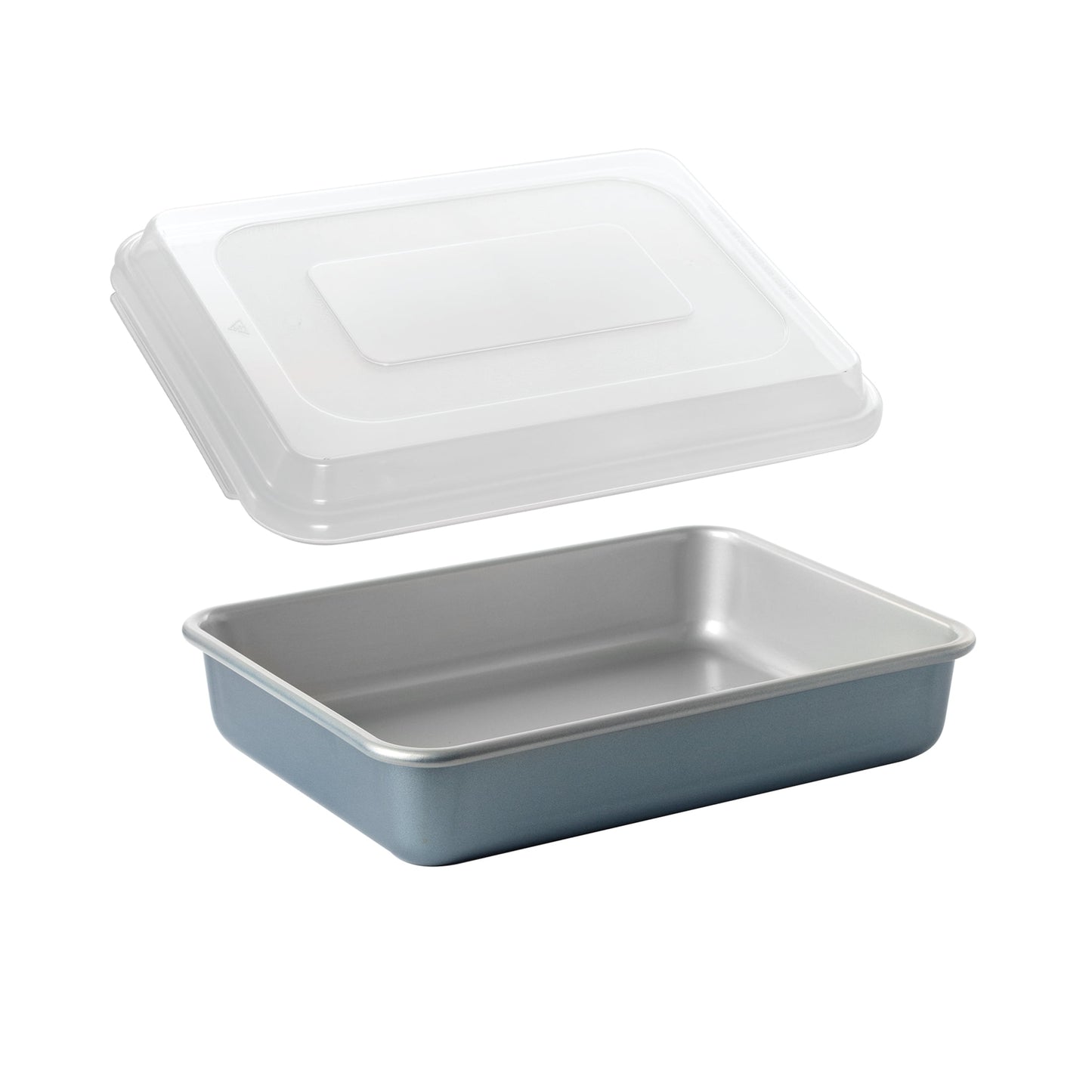 2pc Nordic Ware Nonstick Aluminum Brilliant Bakeware 9 x 13 with Lid, Silver and Blue