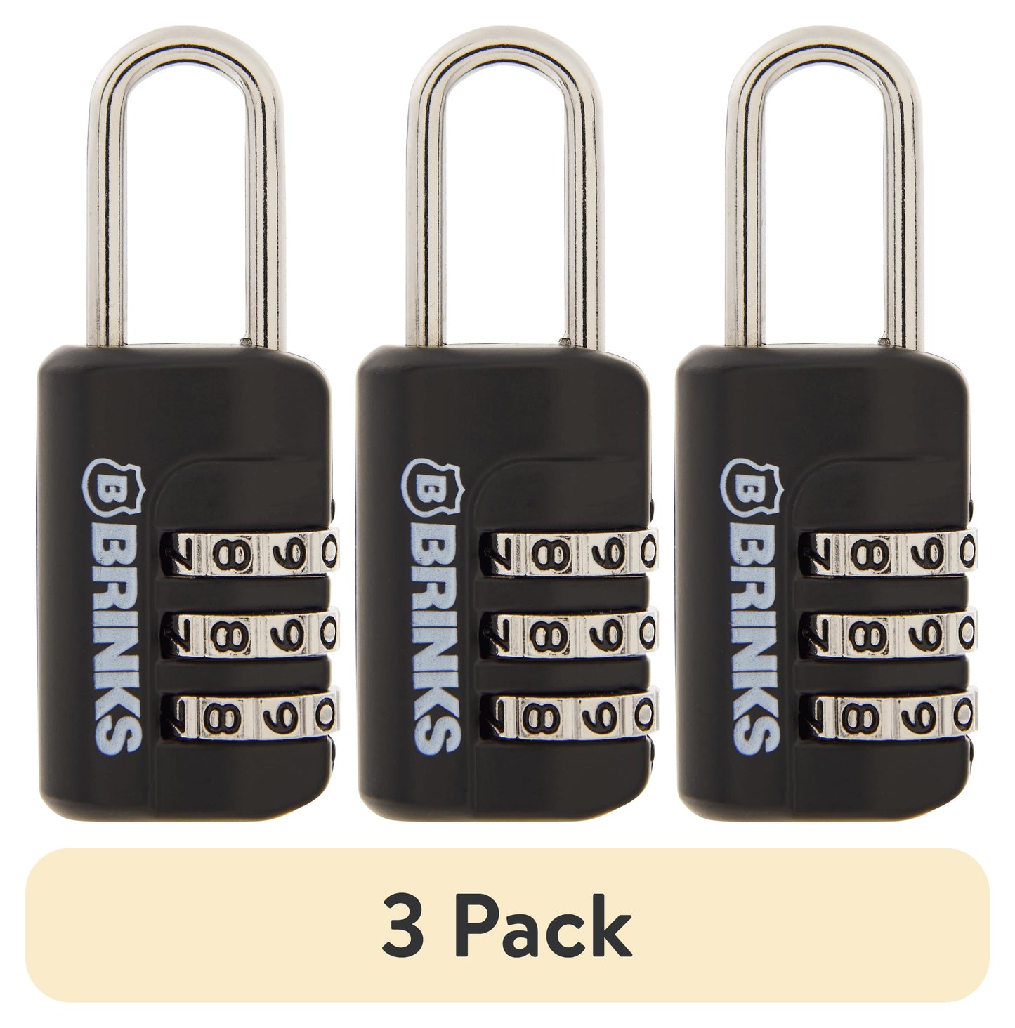 Brinks Zinc Diecast 22mm Combination Sport Padlock with 13/16in Shackle, 2 pack