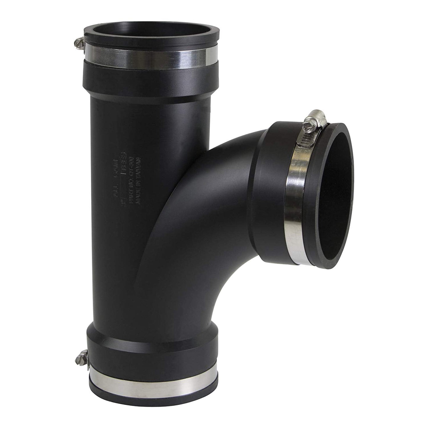 4 inch PVC Flexible Tee Coupling with Stainless Steel Clamps 