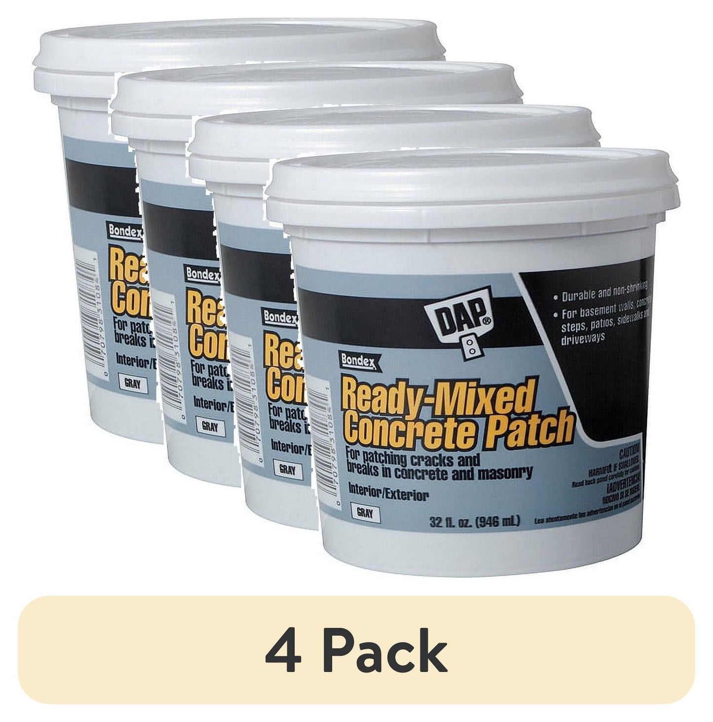 DAP Parche de Concreto Listo para Mezclar 32 oz Cemento Gris, Envase