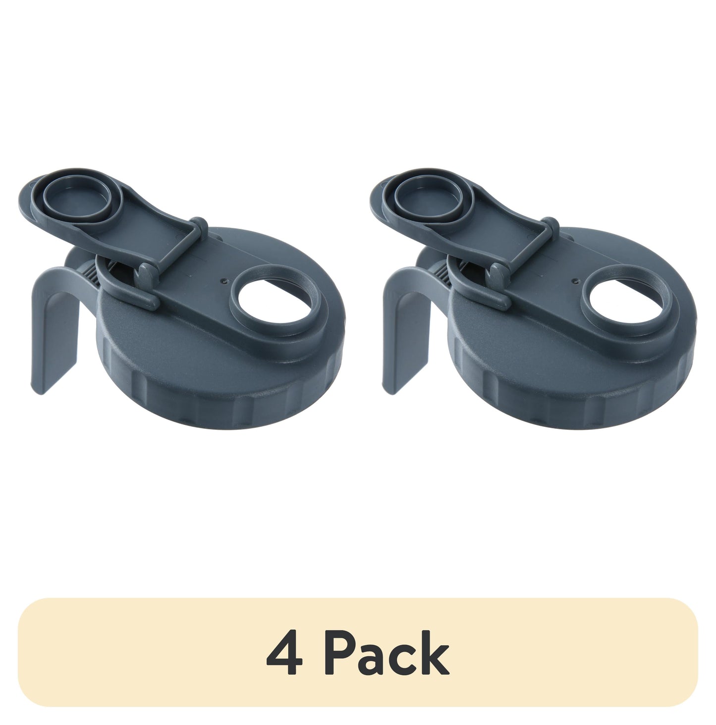 (4 pack) Mainstays Plastic Mason Jar Lids with Handles and Pour Spout, 2-Pack, Wide Mouth, Reusable
