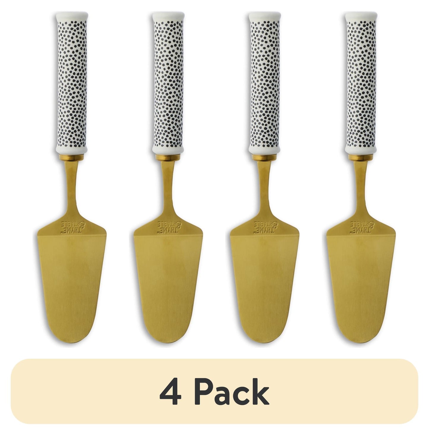 (4 pack) Thyme & Table Non Slip Gold Stainless Steel Pie Server with Ceramic Dot Pattern Handle