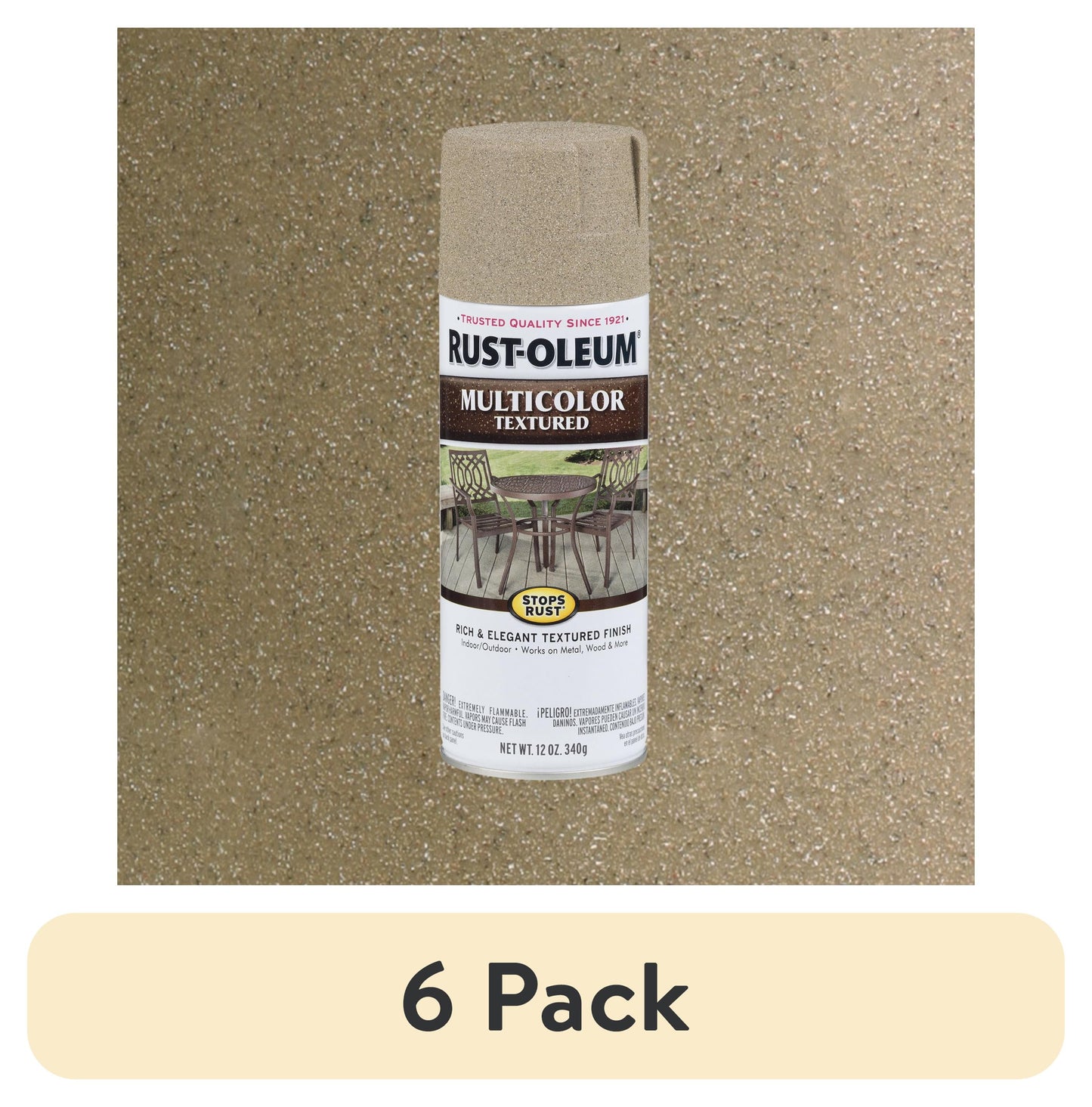 (6 pack) Bisque Del Desierto, Rust-Oleum Detiene el Óxido Pintura en Aerosol Texturizada Multicolor-223524, 12 oz