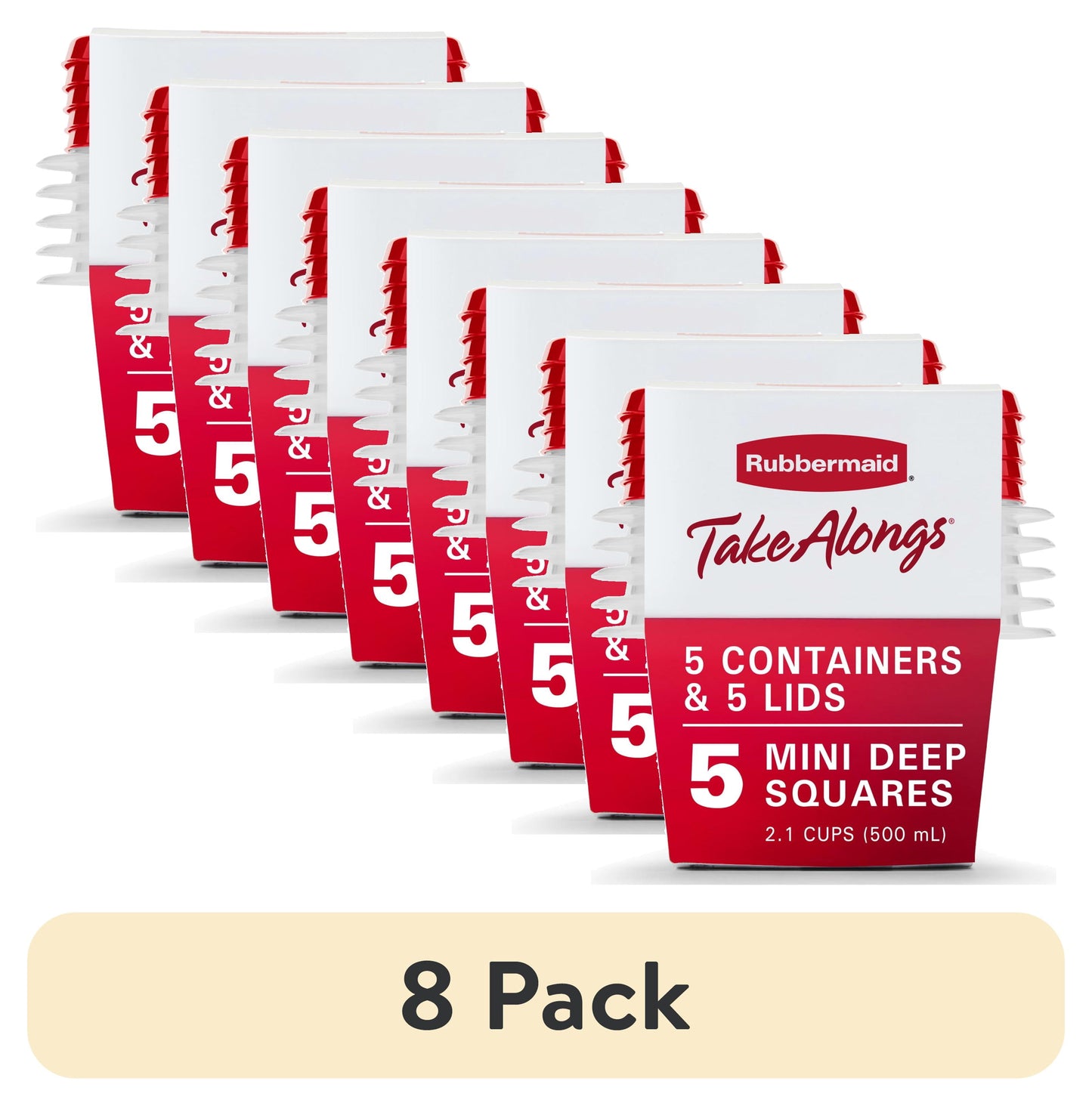 Rubbermaid TakeAlongs 2.1 cups Clear Food Storage Container 5 pk, Well Suited to Refrigerator Organization