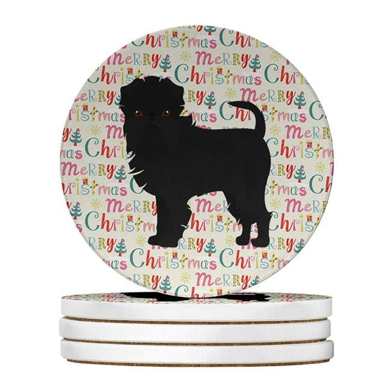 Affenpinscher #2 Merry Christmas Large Sandstone Coasters Pack of 4 4 in x 4 in