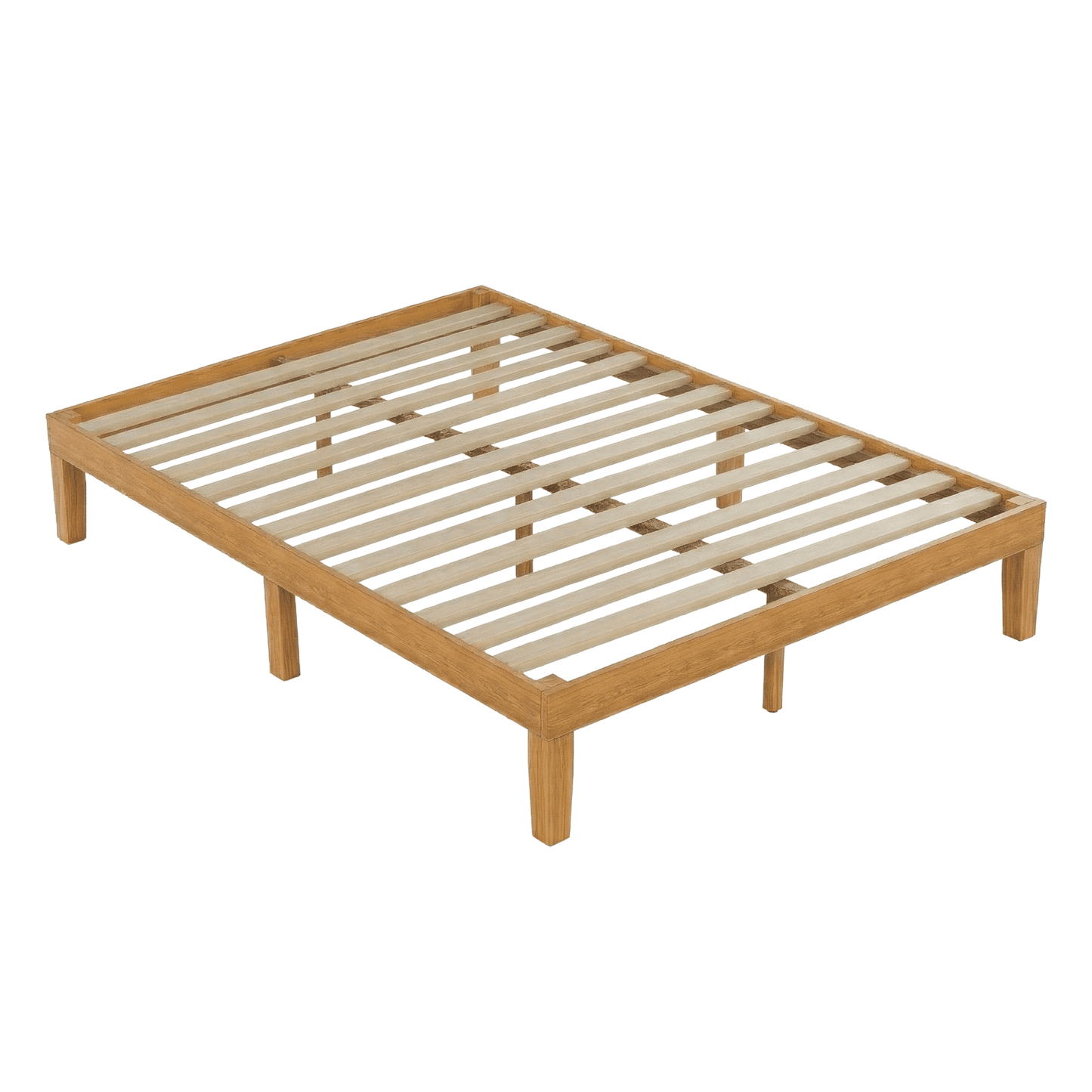 Alvantor Solid Wood Platform Bed Frame, Natural Pine, No Box Spring Needed, Underbed Storage – Twin, Full, Queen, King