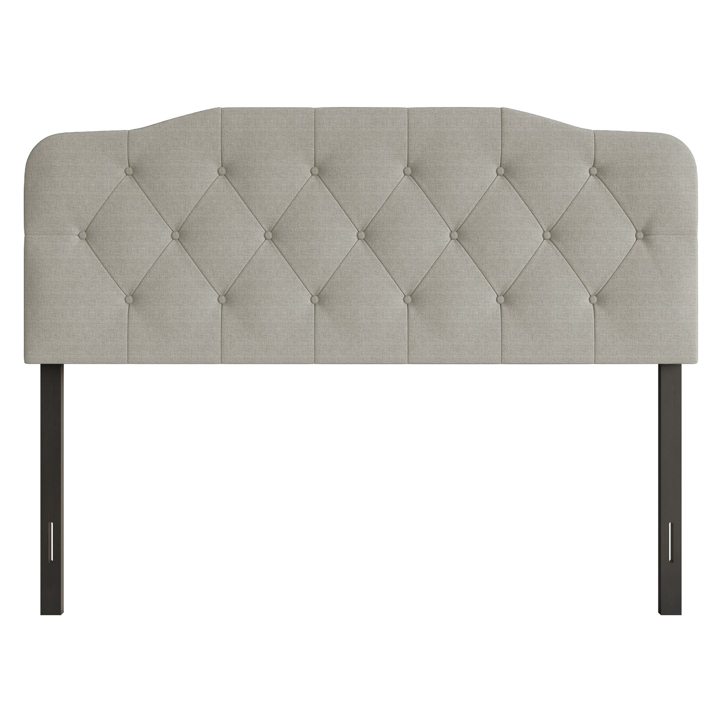 Home Design Angela Twin Button-Tufted Upholstered Headboard with Adjustable Height and Foam Padding, Warm Grey, Easy assembly