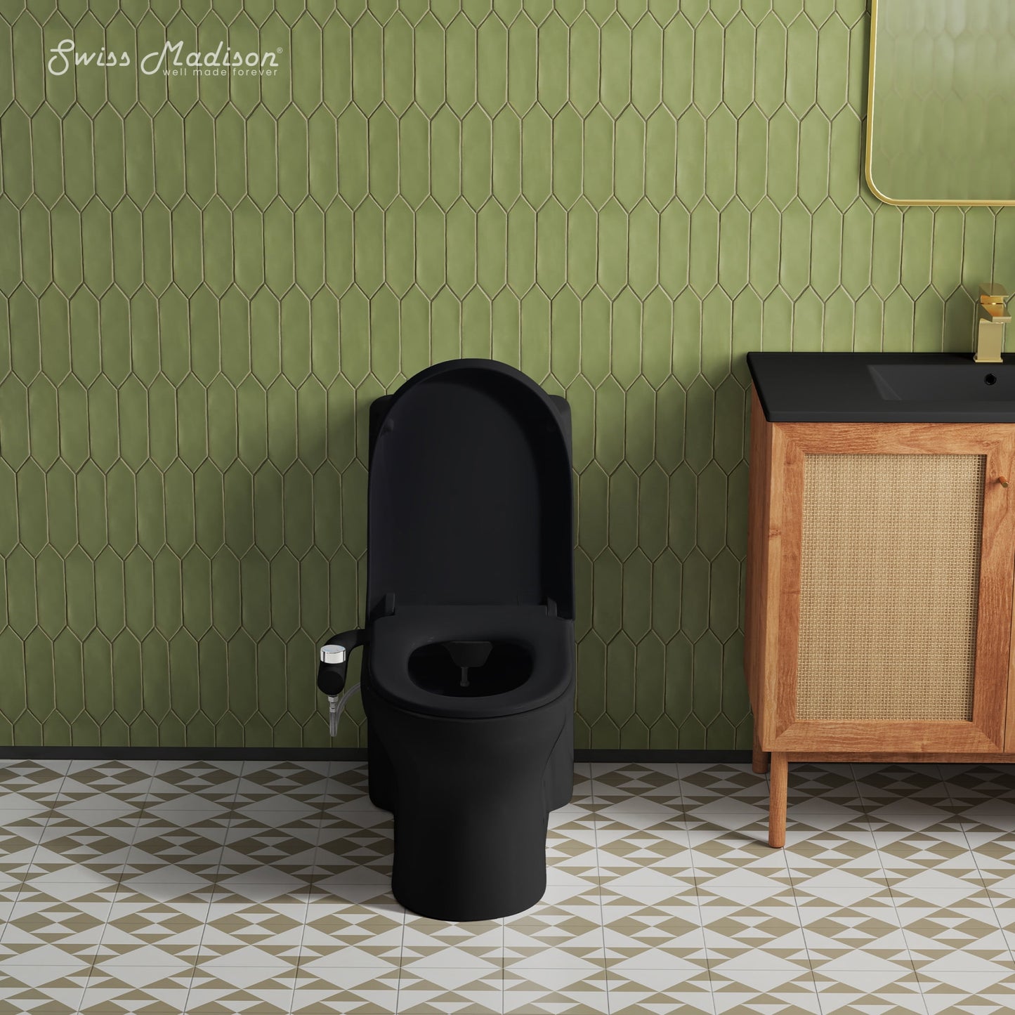 Aqua Non-Electric Bidet Toilet Attachment in Glossy Black