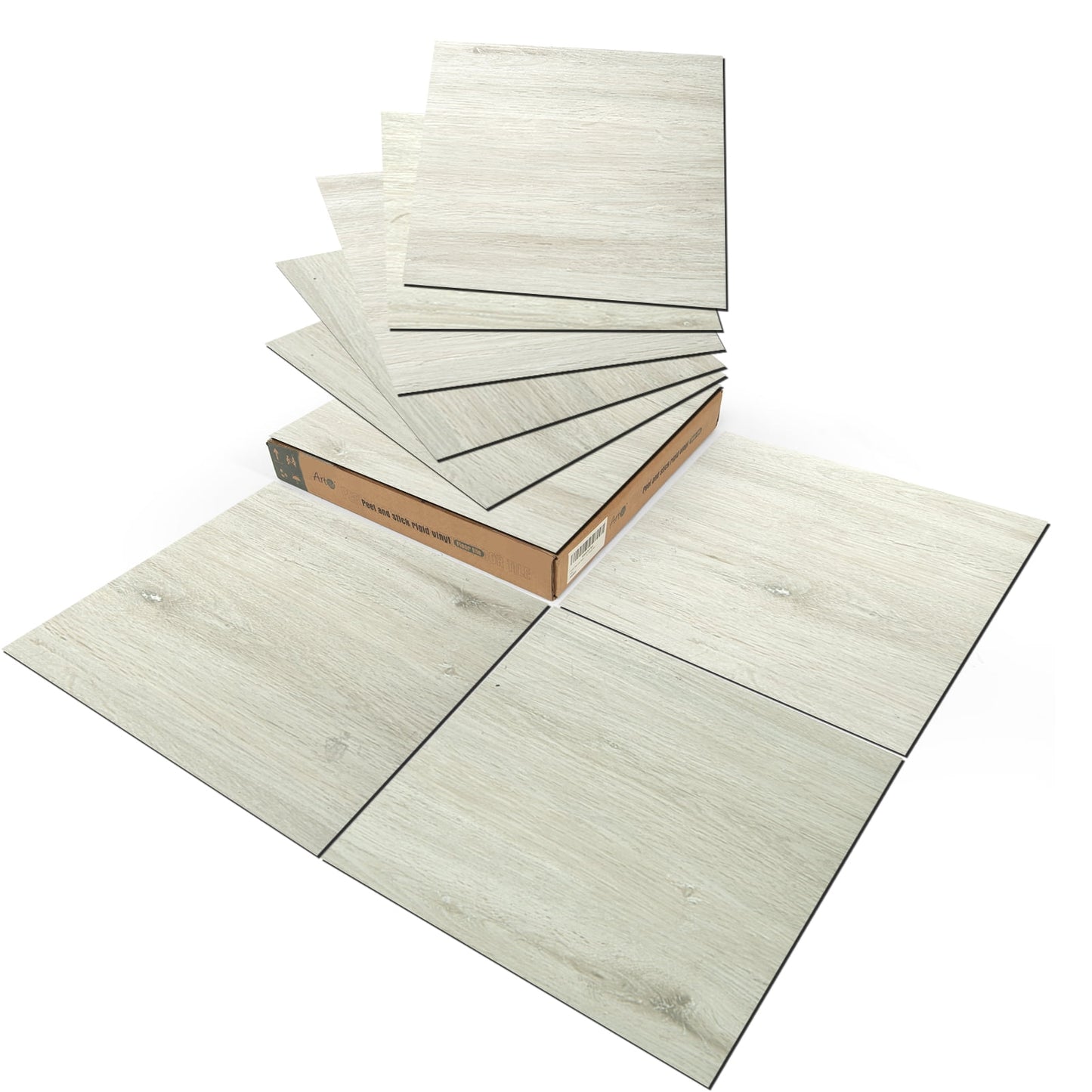 Art3d Peel and Stick Vinyl Floor Tiles 30-Pack 12 x 12 inch, Self Adhesive Waterproof Flooring Wood Planks for Kitchen, Dining Room, Bedrooms, Cover 30 Sq. Ft, Taupe Ash