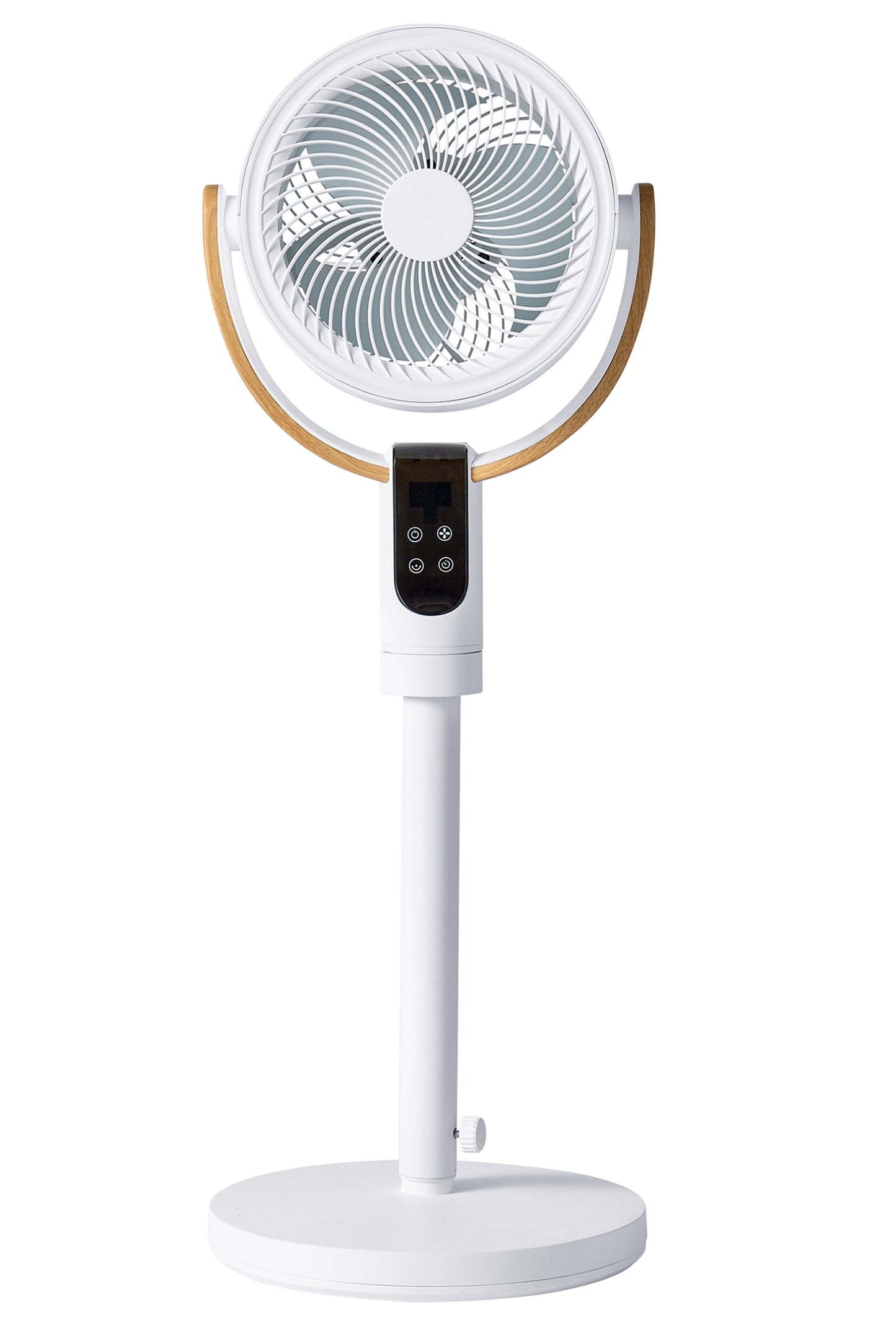 Better Homes & Gardens 8 Inch Air Circulator Pedestal Fan, Juliet Collection, White and Light Honey
