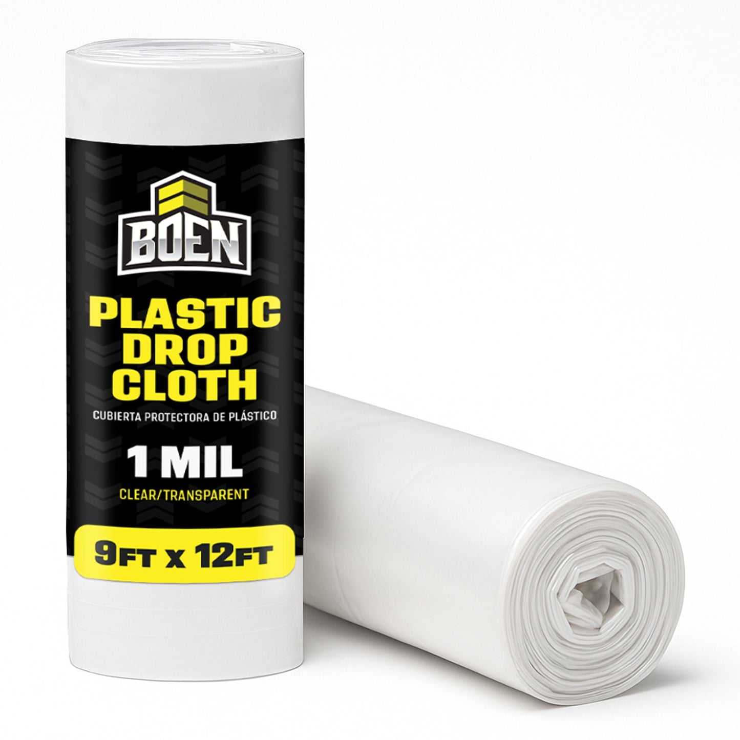 BOEN 9 ft x 12 ft Plastic Drop Cloth, 2 Mil Thick, Waterproof, Disposable