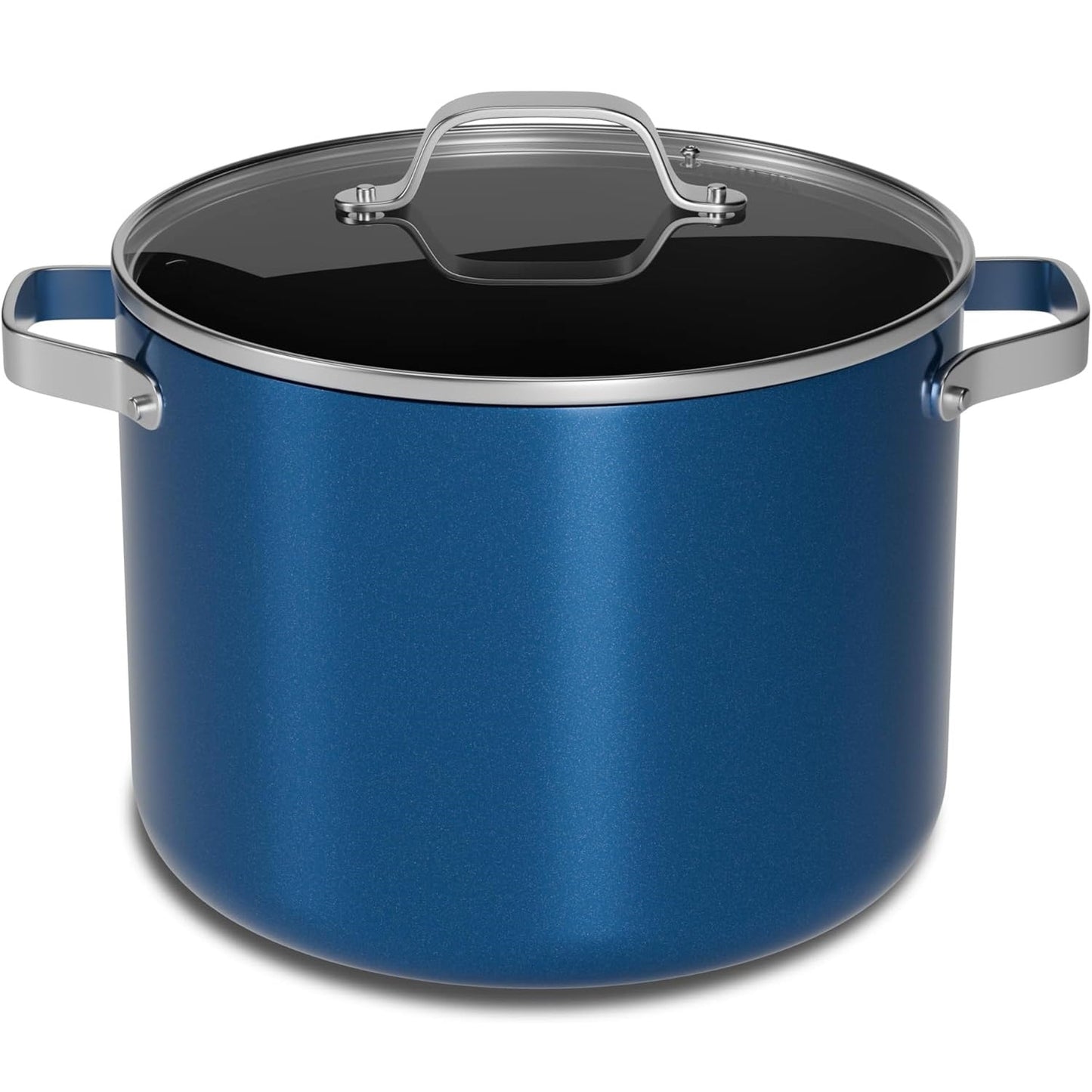 Bakken 12.5 Quart Ceramic Coated Stock Pot with Glass Lid, Nonstick, Oven Safe to 500°F, Stainless Steel Handles, All Stove Compatible, Blue