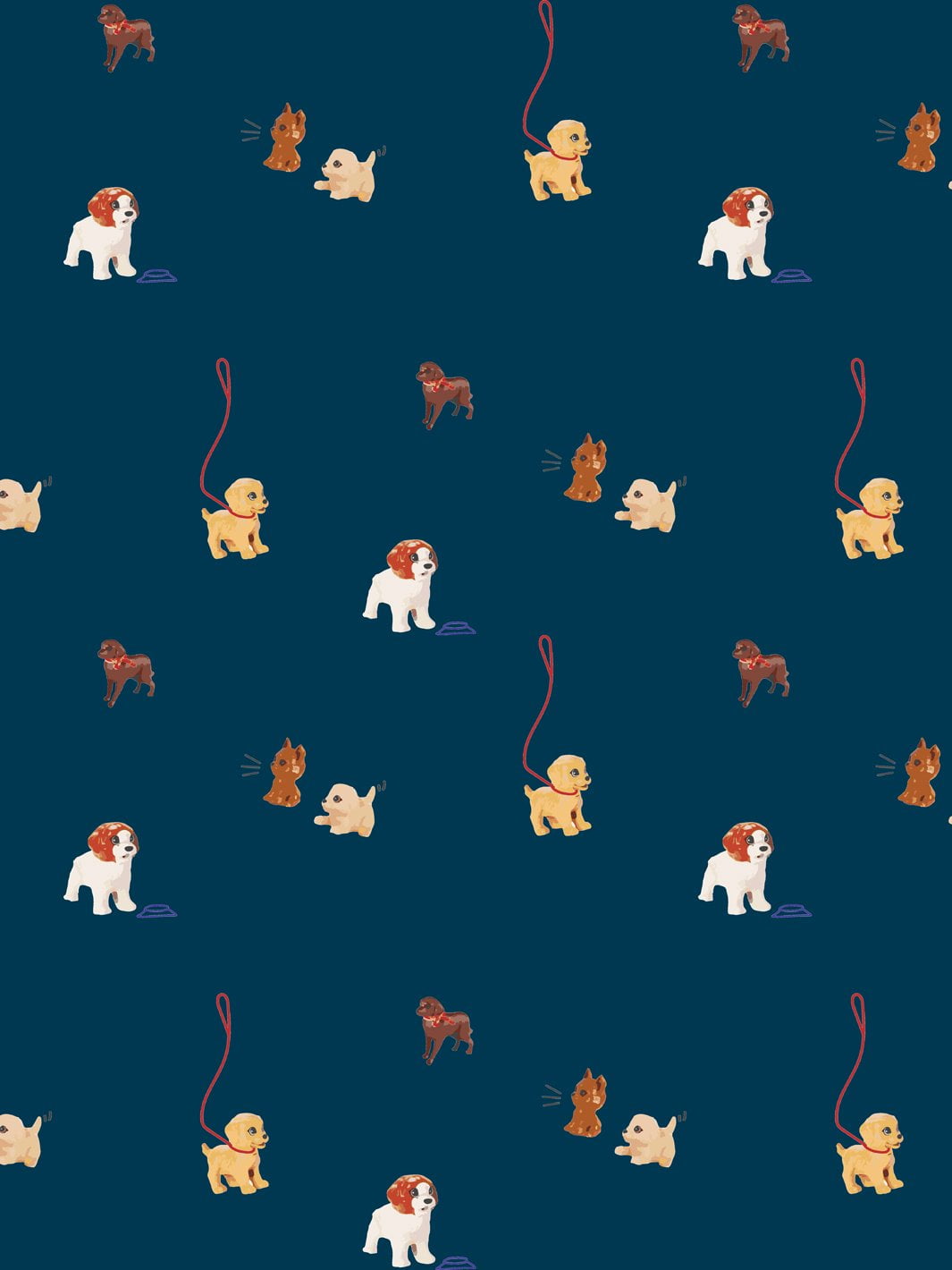 Barbie's Pups Removable Vinyl Wallpaper, Navy