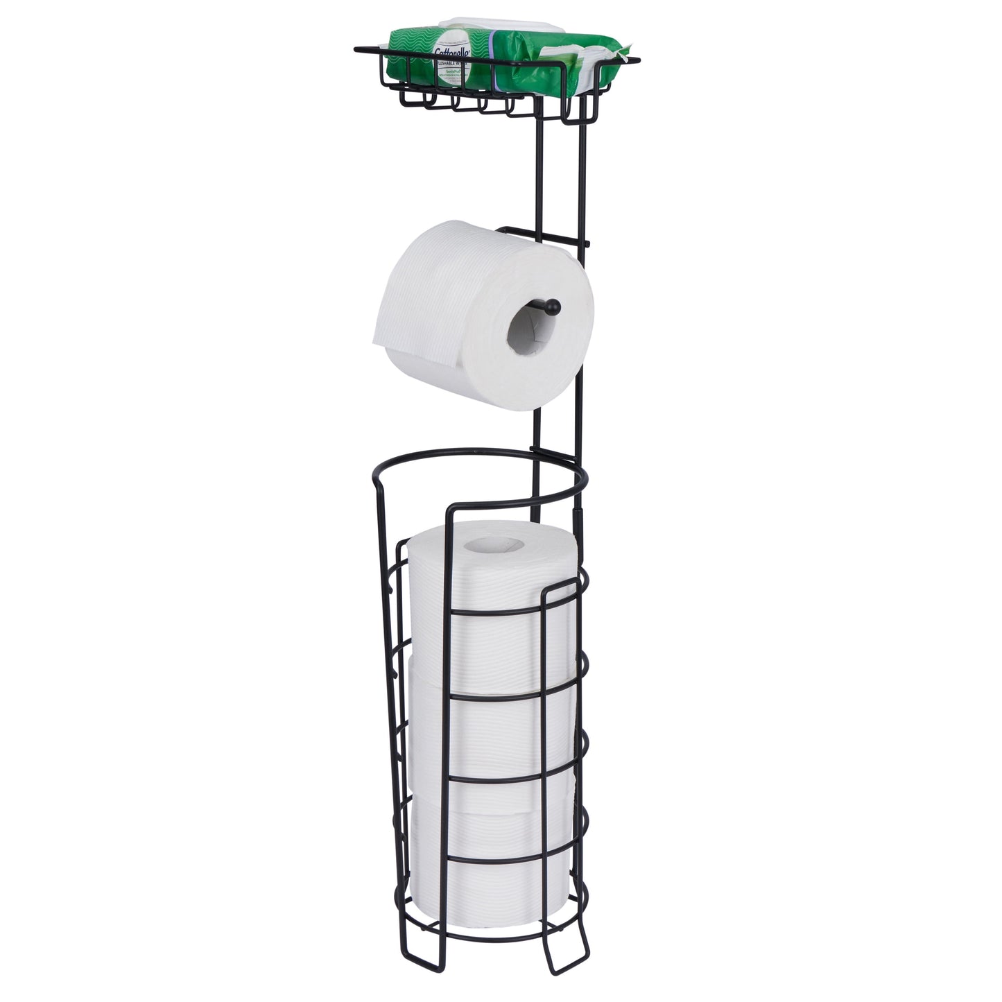 Bath Bliss 2 in 1 Freestanding Toilet Paper Holder & Dispenser in Black