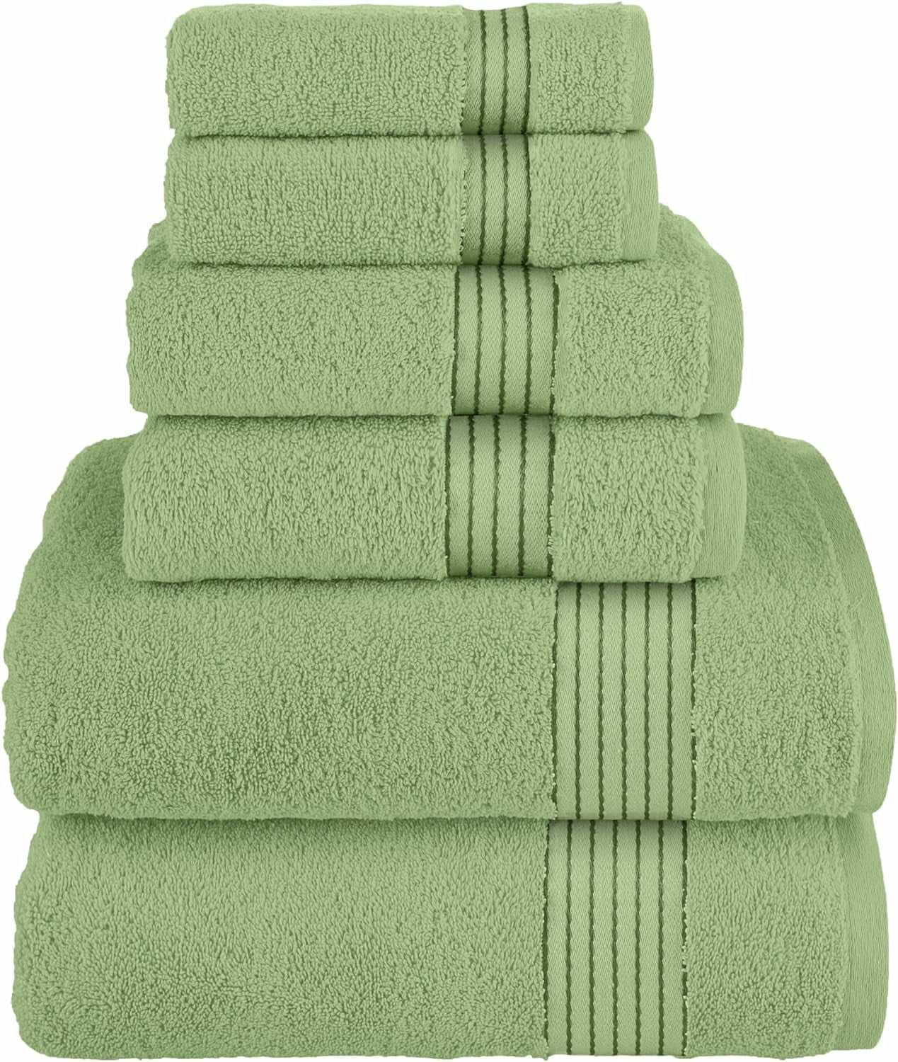 Bath Towels Set 6-Piece Original Turkish Cotton Soft, Absorbent and Premium Towel for Bathroom, Sage