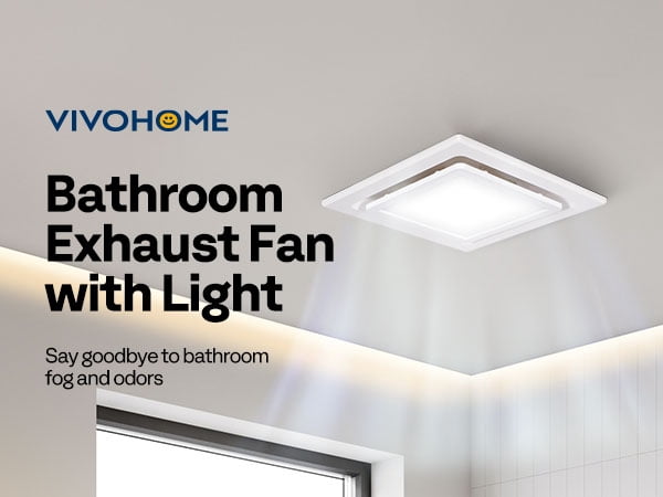 Bathroom Exhaust Fan with Light, 165CFM Shower Ventilation Exhaust Fan with 6500K LED Light Combo,Ceiling Mount w/ 4" Duct Hose 2.5 Sones Square Fan, Cool White Light