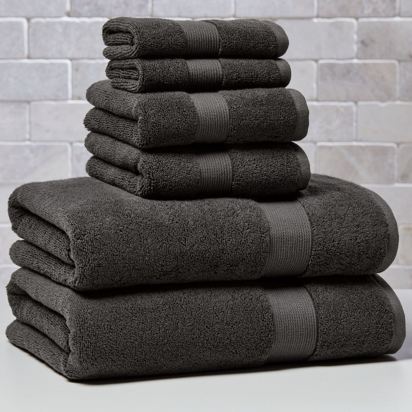 Better Homes & Gardens Signature Soft Juego de Toallas Sólidas de 6 Piezas, Sombra Gris