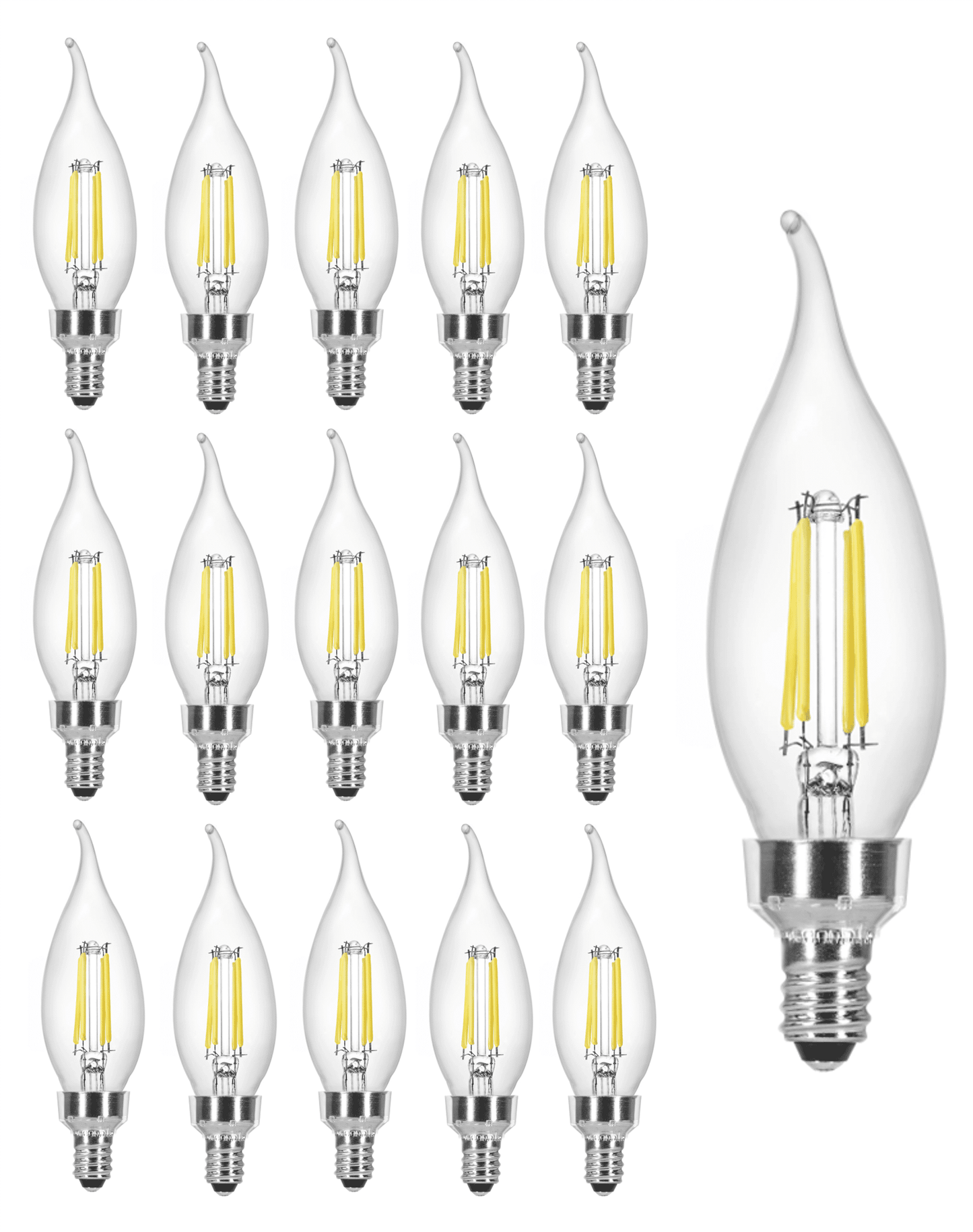 Better Homes and Gardens 5.5W (60W Equivalent) B10 Soft White LED Filament Light Bulbs, E12 (16 pack)
