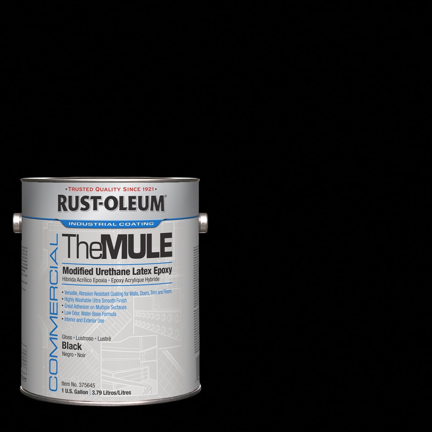 Black, Rust-Oleum Gloss The Mule- Modified Urethane Latex Epoxy- Gallon, 1 Pack