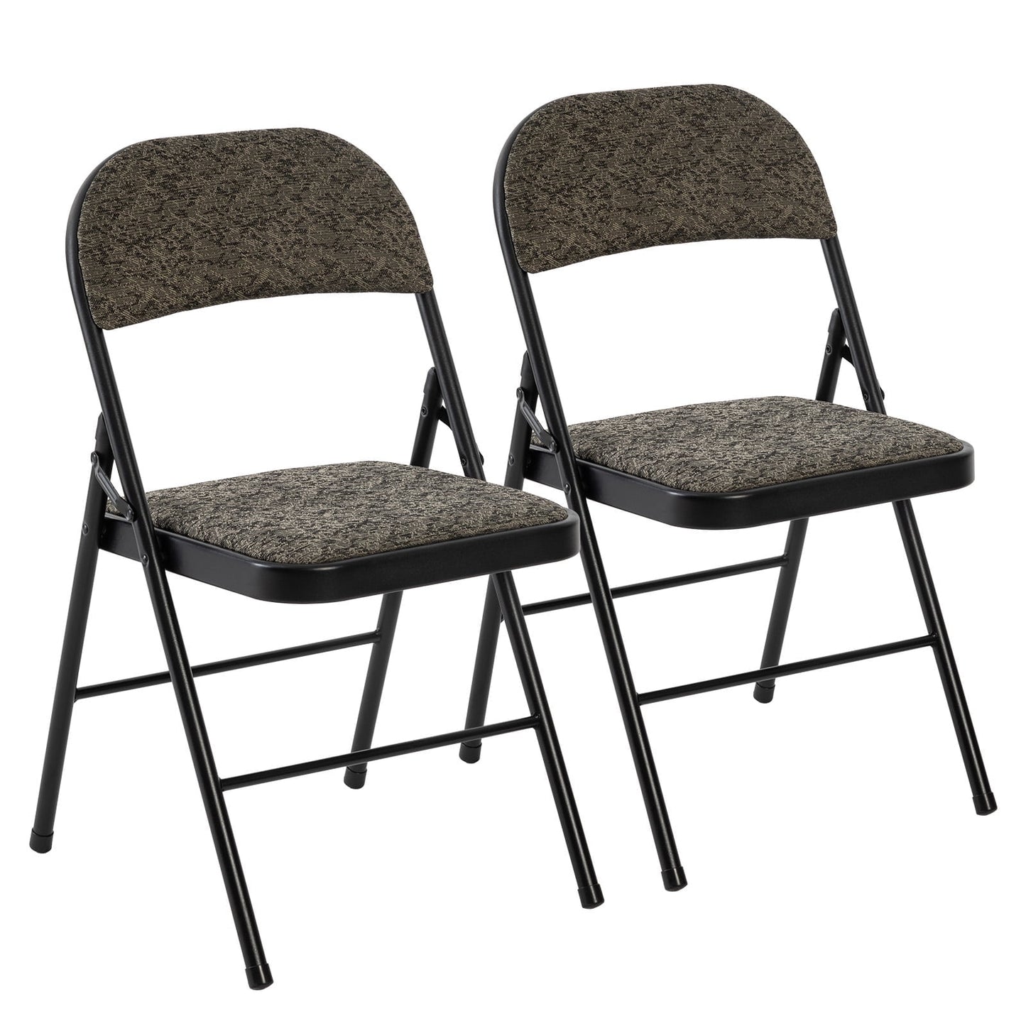 CONCETTA 4 Pack Folding Chairs with Fabric Padded Cushion and Back, Stackable Portable for Home Office, Conference, Wedding, Party, Patio, Garden, Indoor Outdoor Use, Khaki