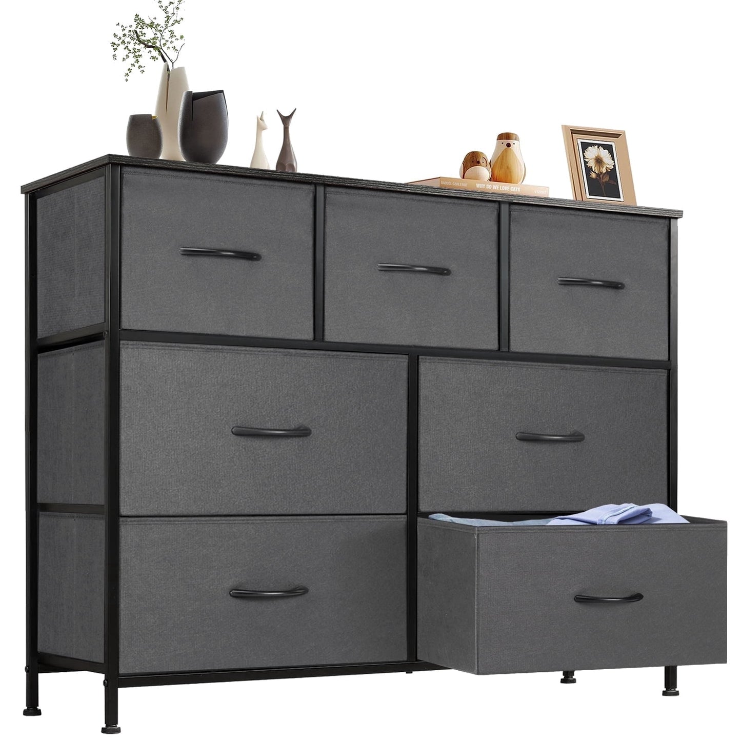 CONCETTA 7-Drawer Fabric Dresser Storage Chest for Bedroom, Closet, Storage Furniture for Adults, Gray