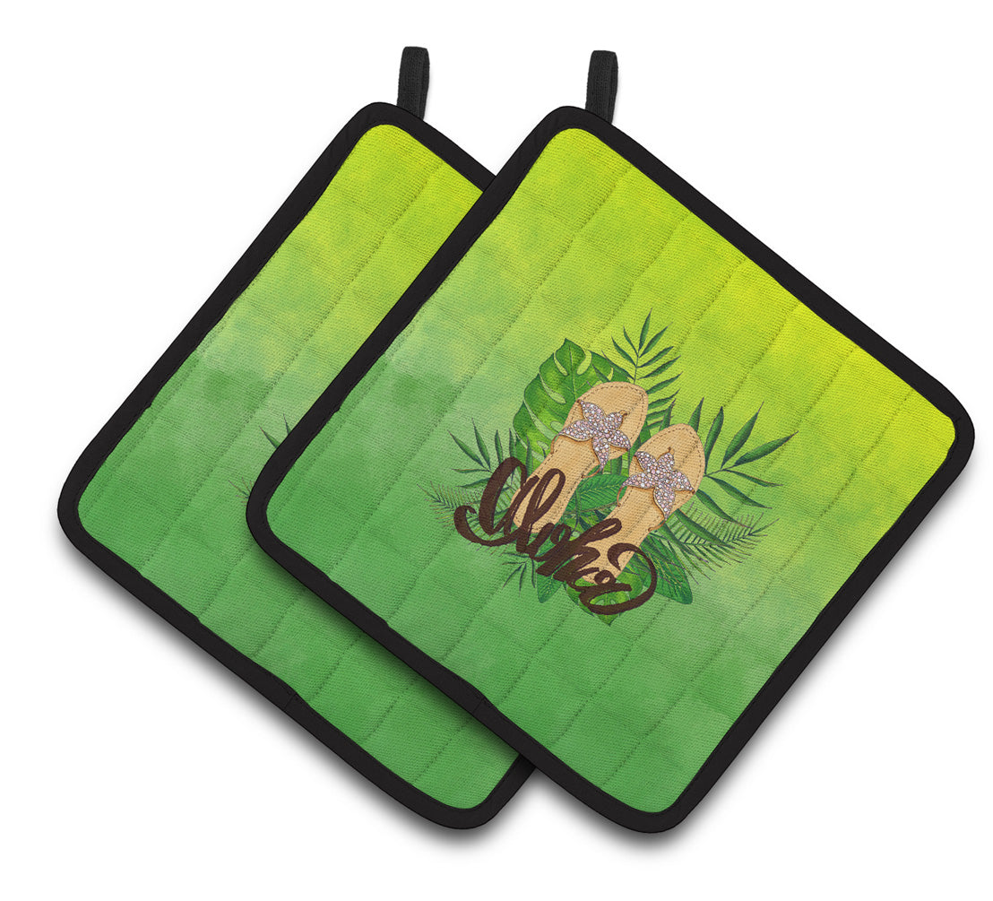 Caroline's Treasures Aloha Flip Flops Pair of Pot Holders