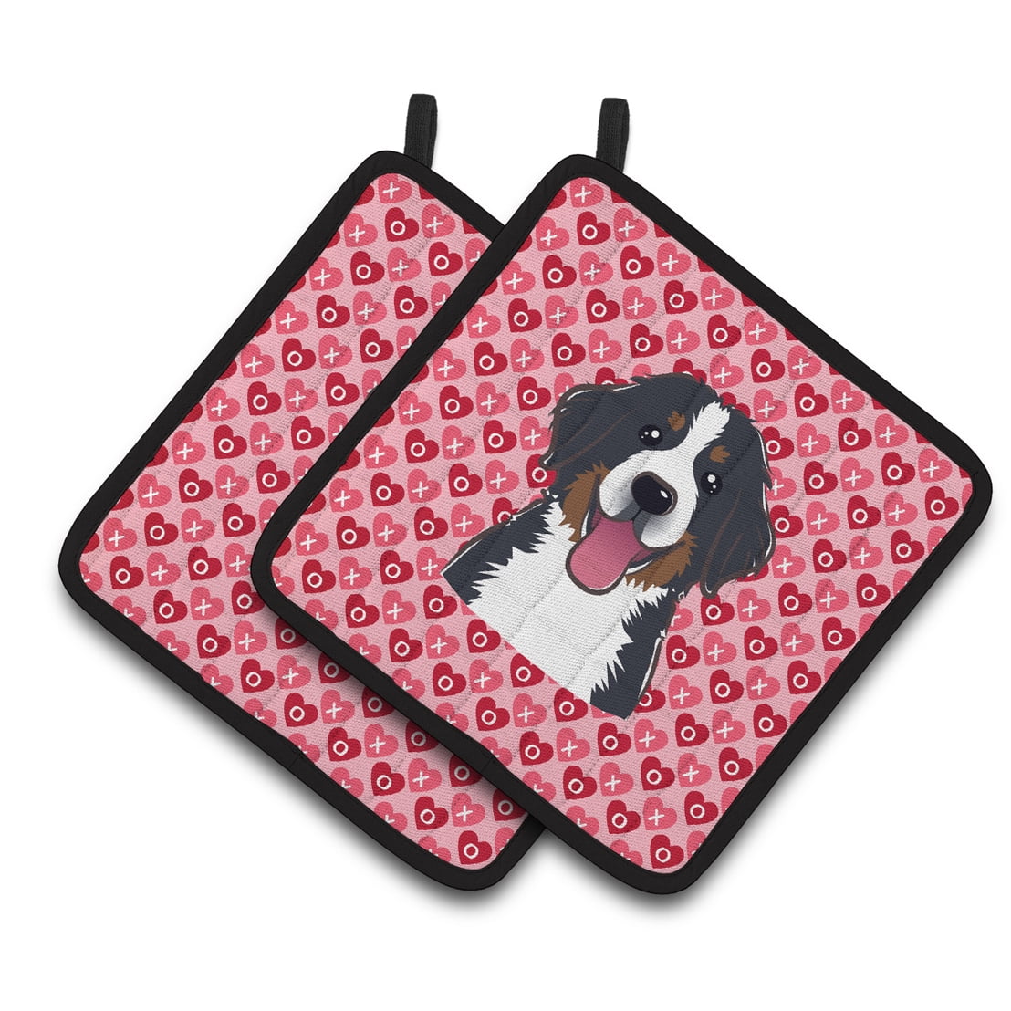 Caroline's Treasures Bernese Mountain Dog Hearts Pair of Pot Holders