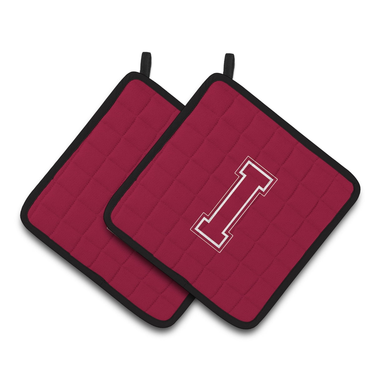 Caroline's Treasures CJ1032-IPTHD Letter I Initial Monogram - Maroon and White Pair of Pot Holders, 7.5HX7.5W,