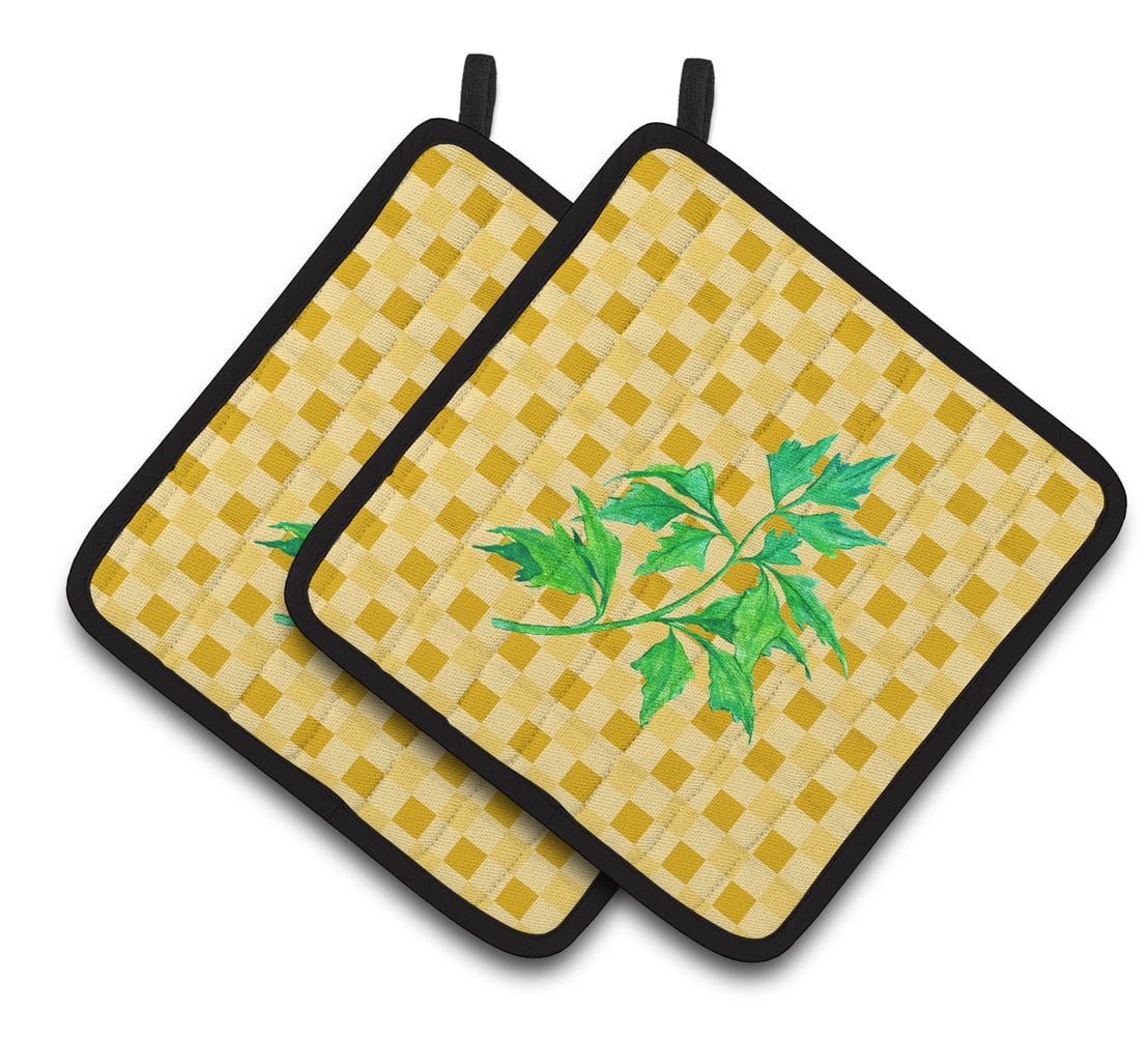 Caroline's Treasures Celery on Basketweave Pair of Pot Holders