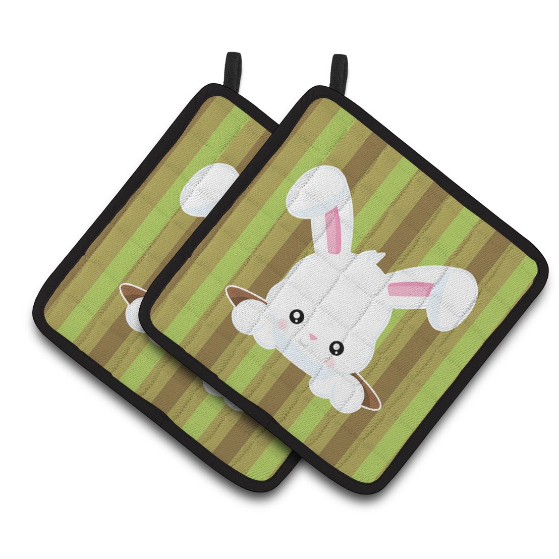 Caroline's Treasures Easter Rabbit Hole Pair of Pot Holders