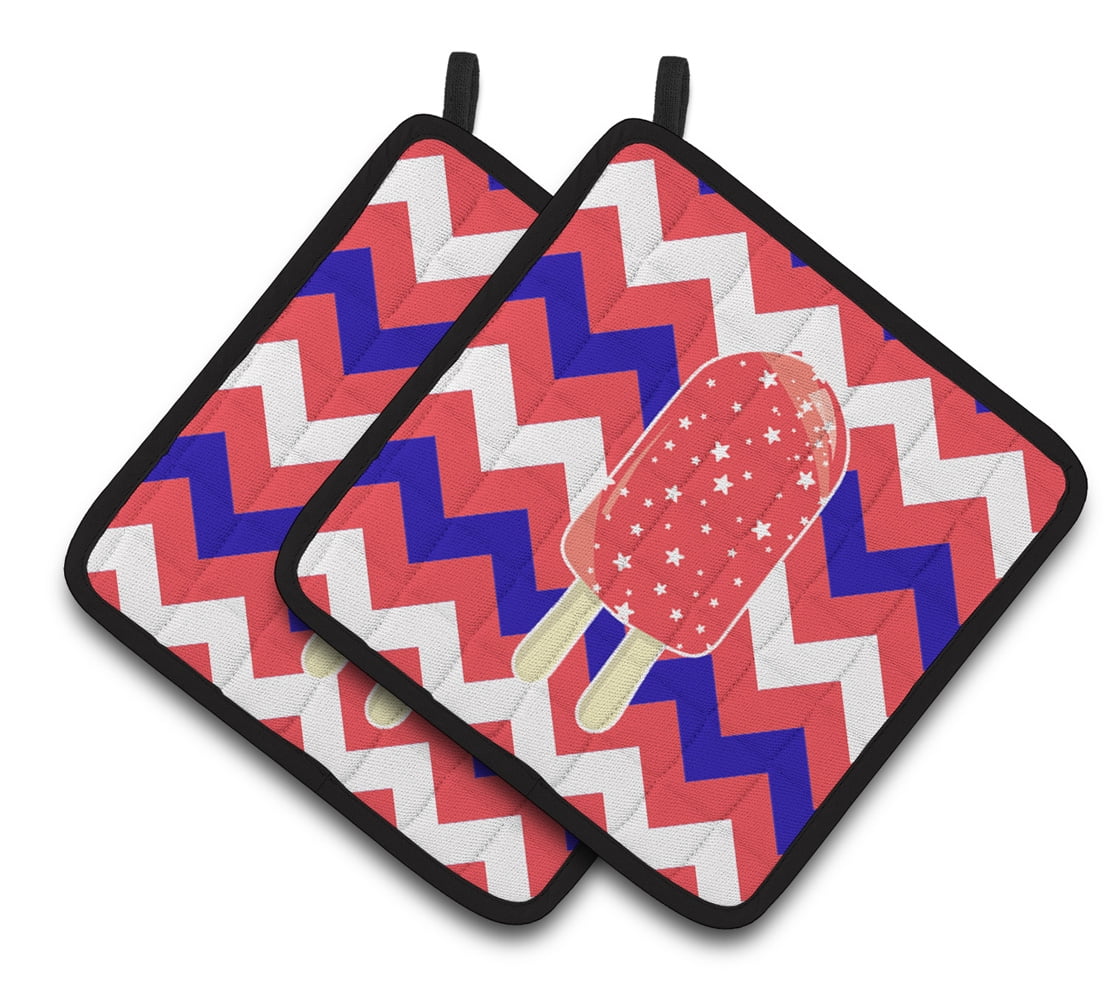 Caroline's Treasures Ice Pop Popcicle Red White Blue Pair of Pot Holders