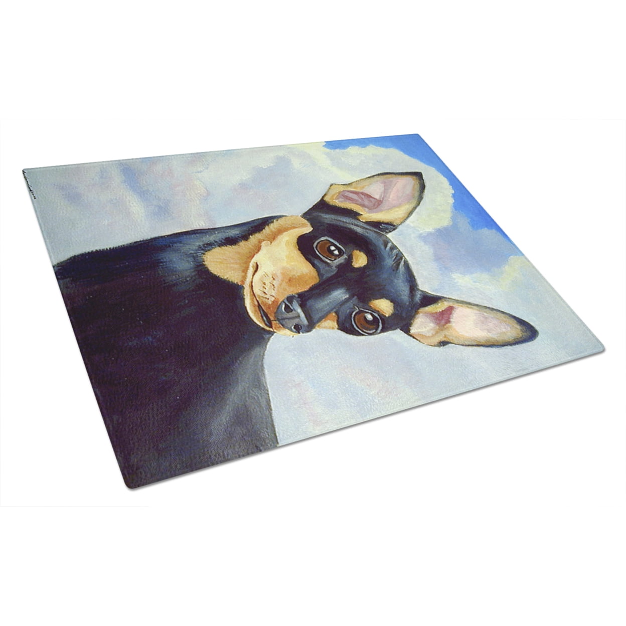 Caroline's Treasures Min Pin Glass Cutting Board Large