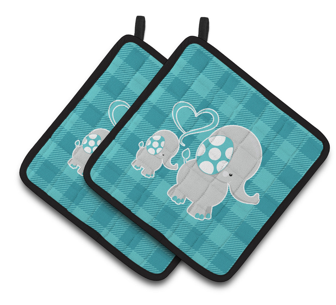Caroline's Treasures Mommy and Baby Elephant Pair of Pot Holders