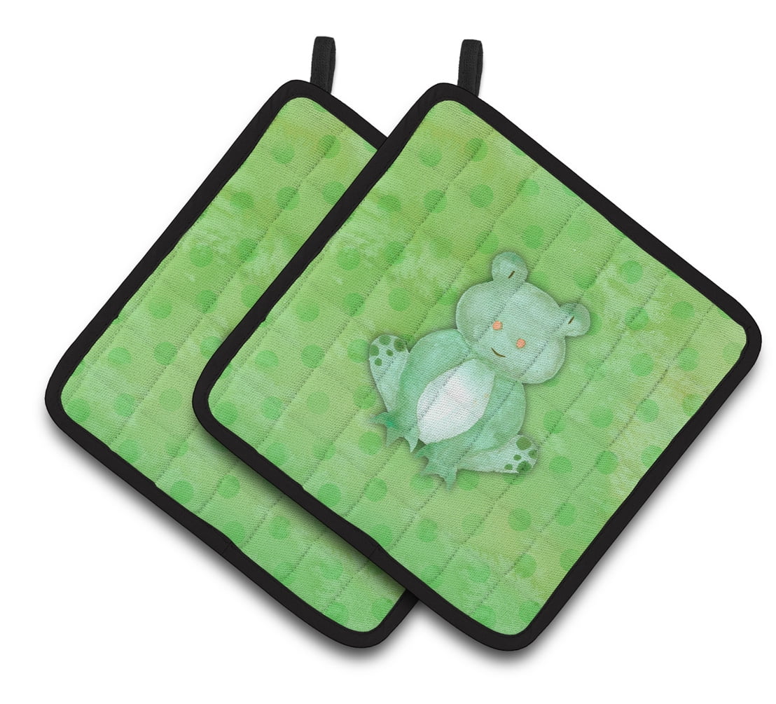 Caroline's Treasures Polkadot Frog Watercolor Pair of Pot Holders