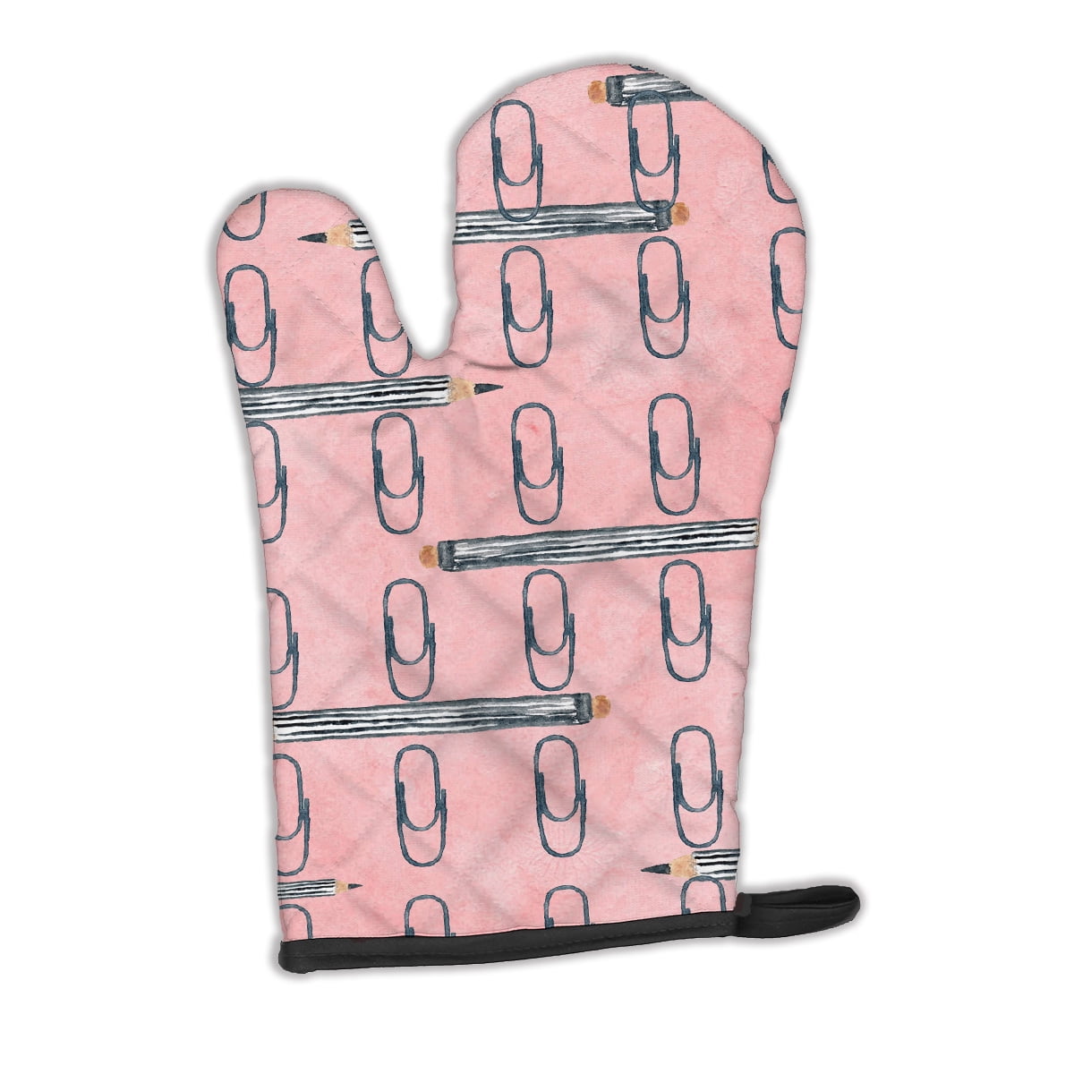 Caroline's Treasures Watercolor Organized Paper Clips Pink Oven Mitt