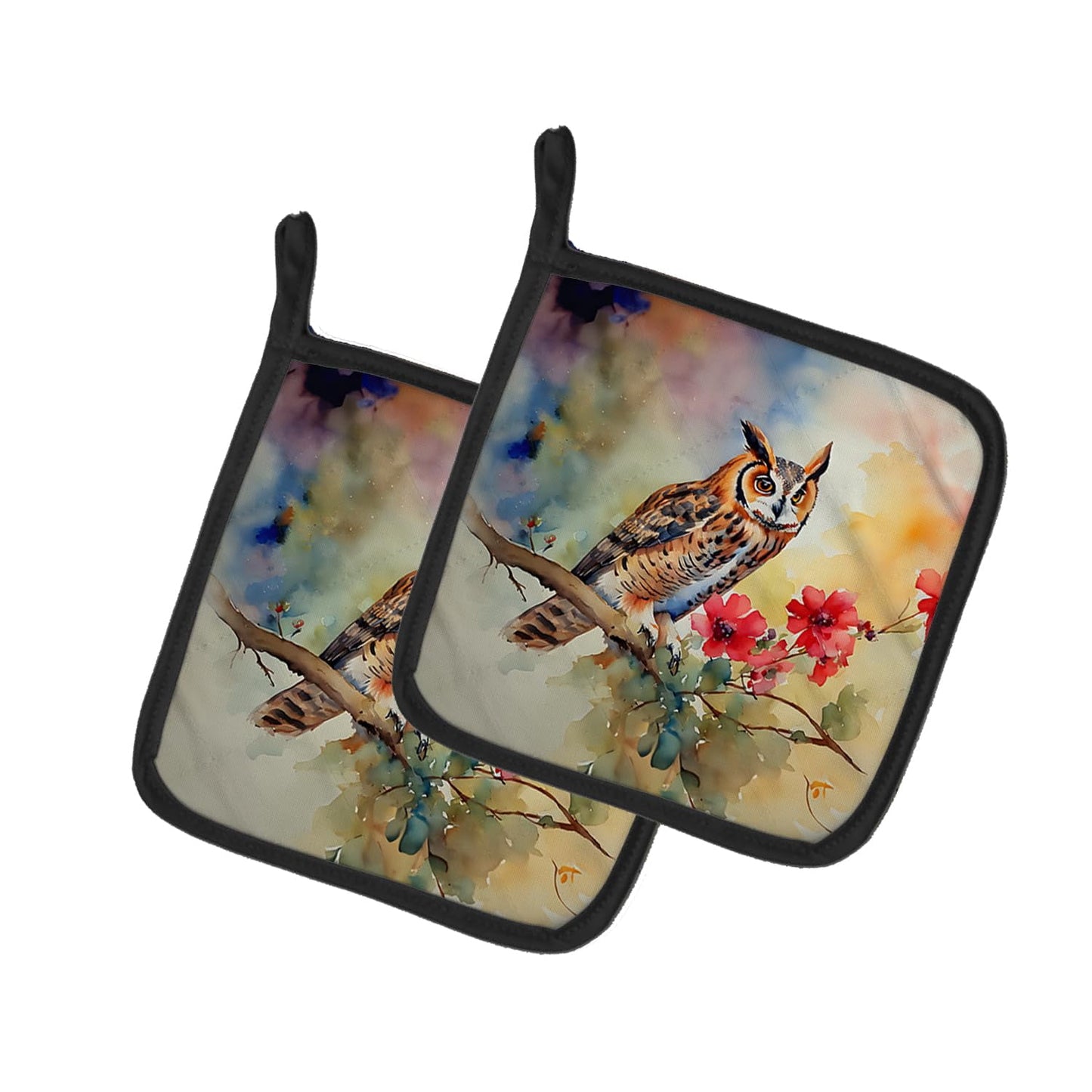 Carolines Treasures 7.5 x 7.5 in. Long-Eared Owl Pot Holders - Set of 2