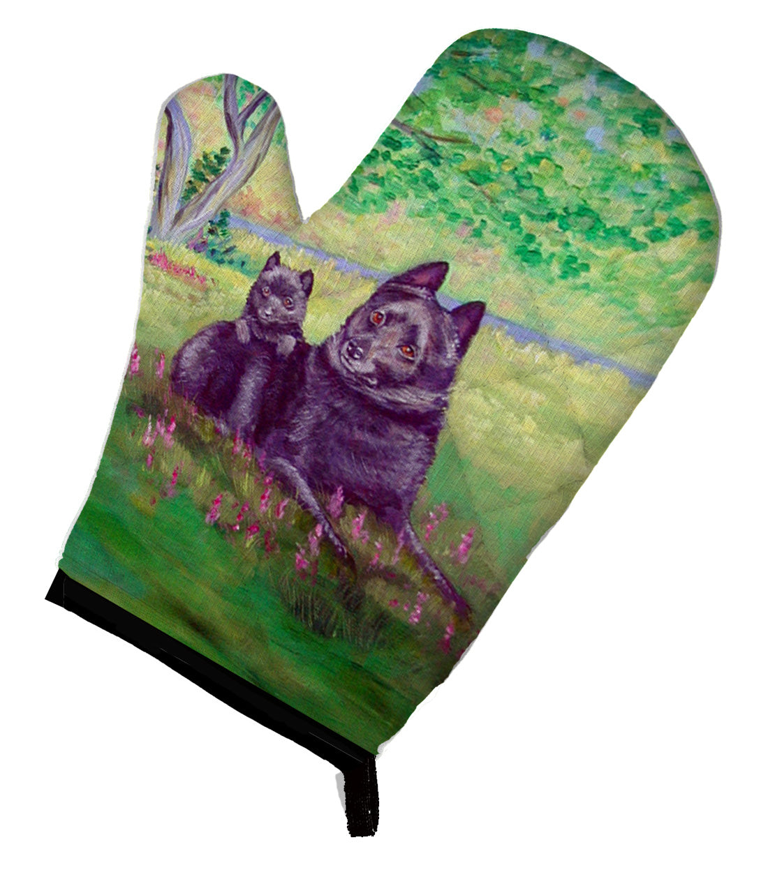 Schipperke and puppy Oven Mitt