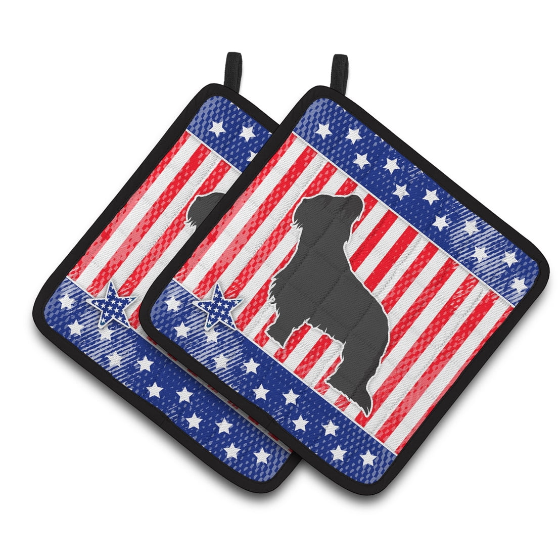 Carolines Treasures BB3326PTHD USA Patriotic Briard Pair of Pot Holders 7.5HX7.5W multicolor