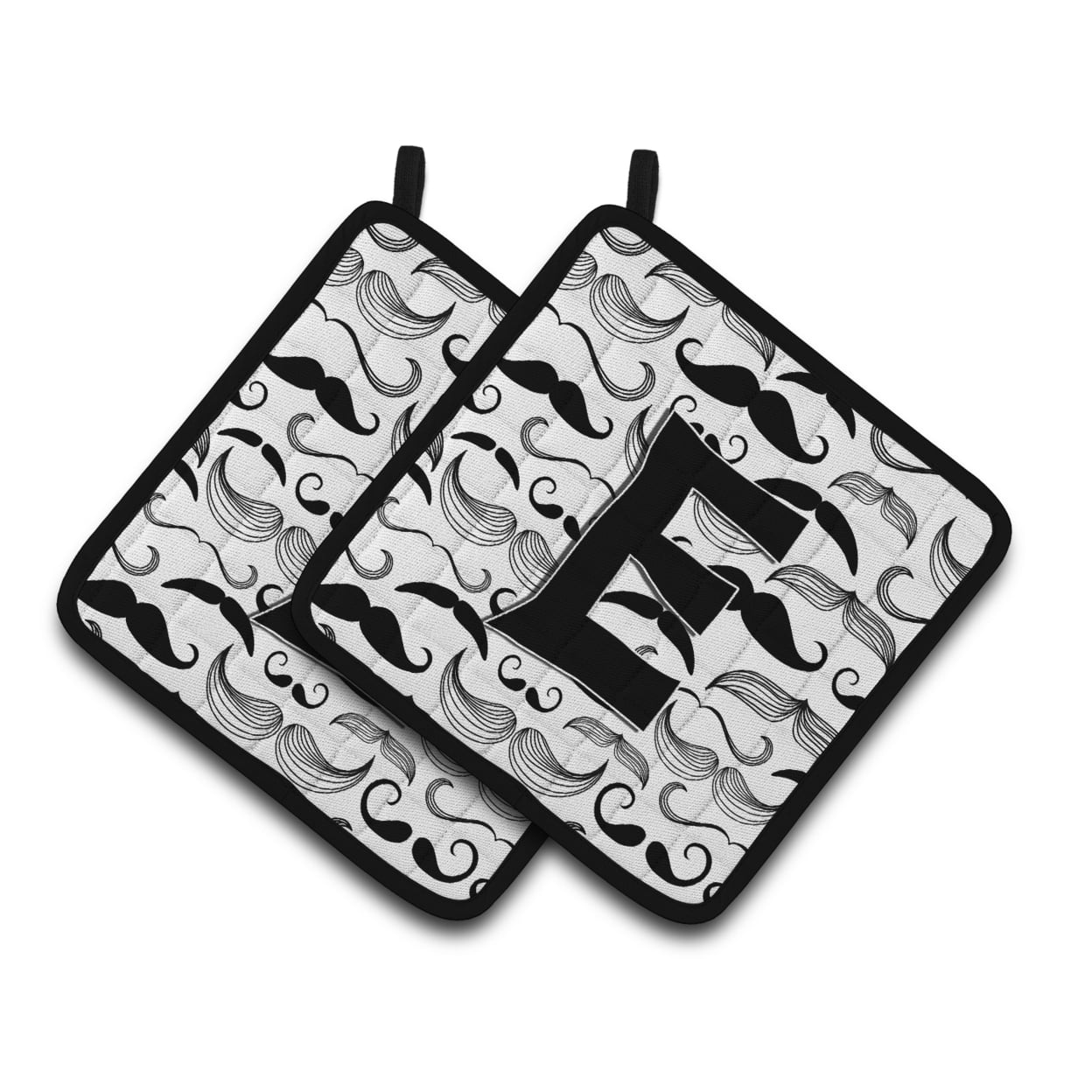 Carolines Treasures CJ2009-EPTHD Letter E Moustache Initial Pair of Pot Holders, 7.5HX7.5W, multicolor
