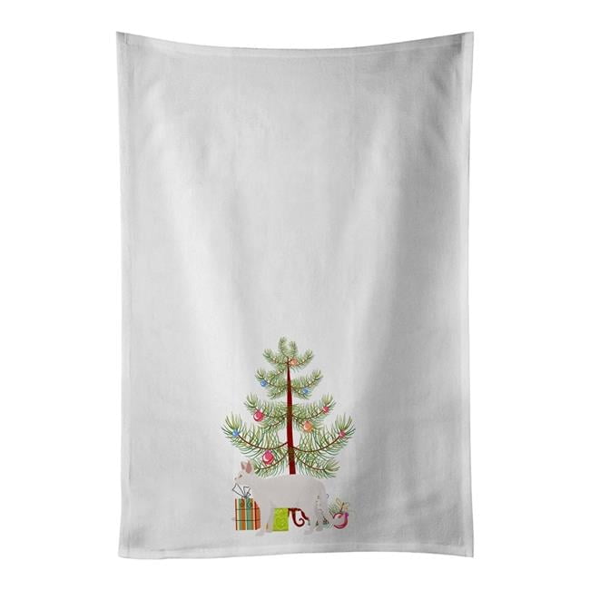 Carolines Treasures CK4602WTKT 28 x 19 in. Unisex White Devon Rex Cat Merry Christmas White Dish Towels Kitchen Towel - Set of 2
